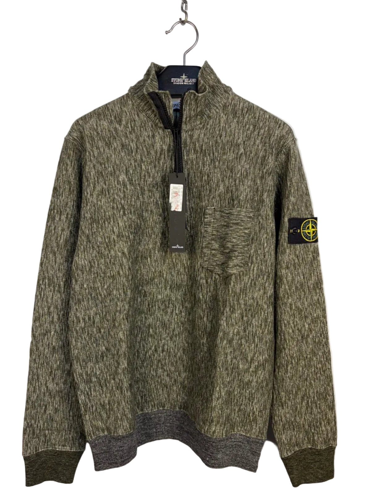 Maglione a collo alto a mezza zip verde Stone Island (nuovo con cartellino) - Taglia L