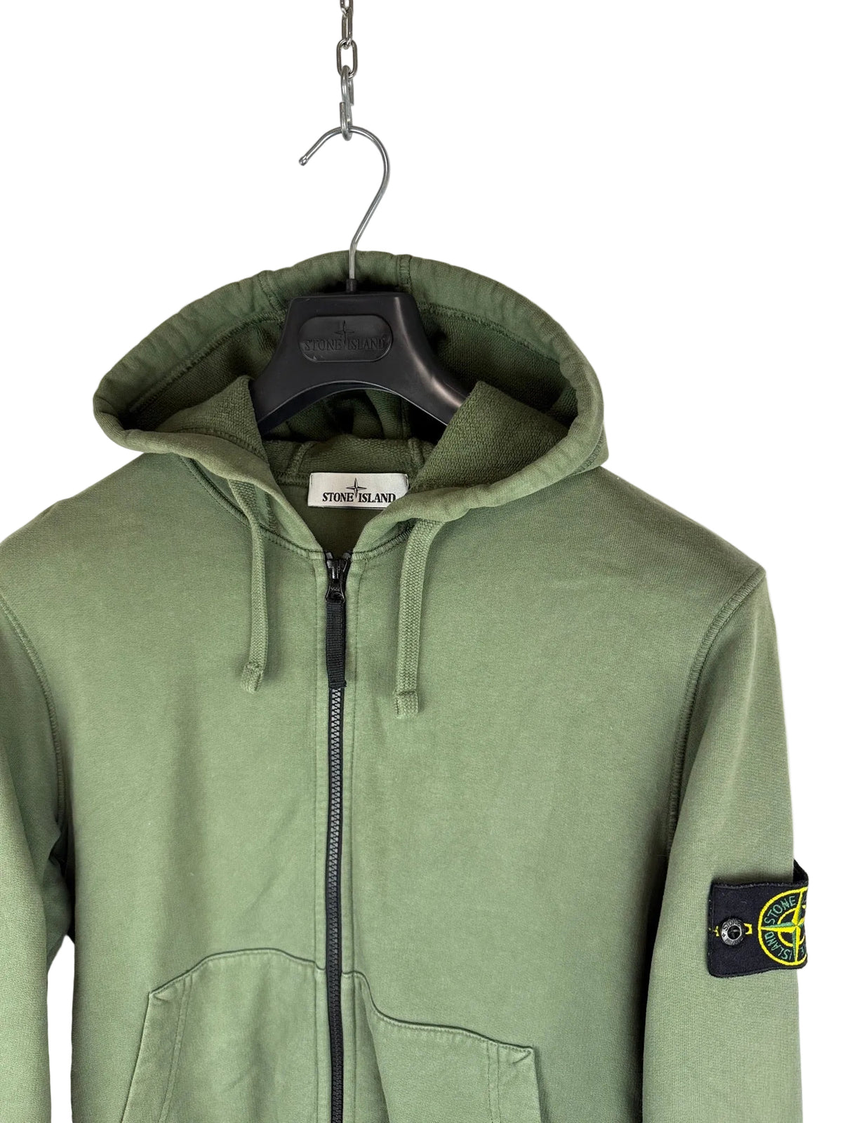 Felpa verde con zip e cappuccio Stone Island - Taglia S