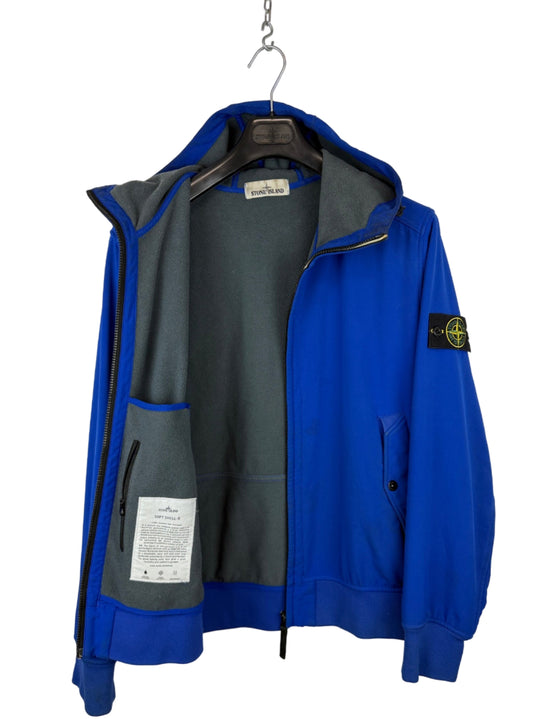 Giacca Soft Shell-R blu con zip e cappuccio Stone Island - Taglia XL