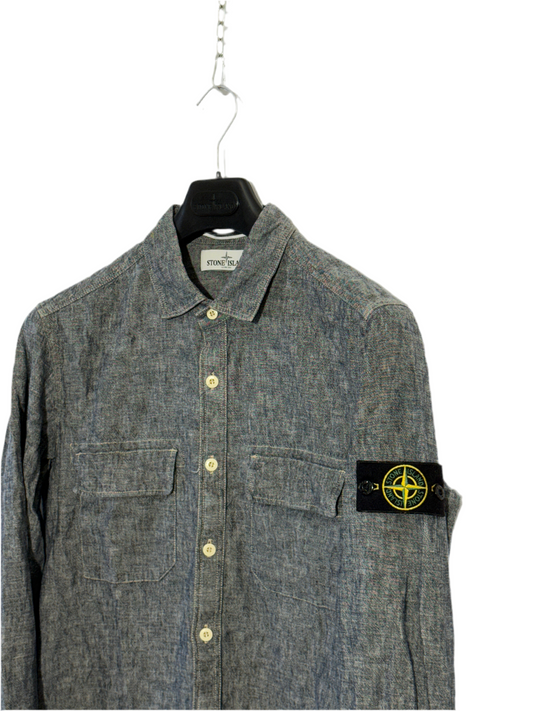 Camicia Vintage grigia in lino Stone Island - Taglia L