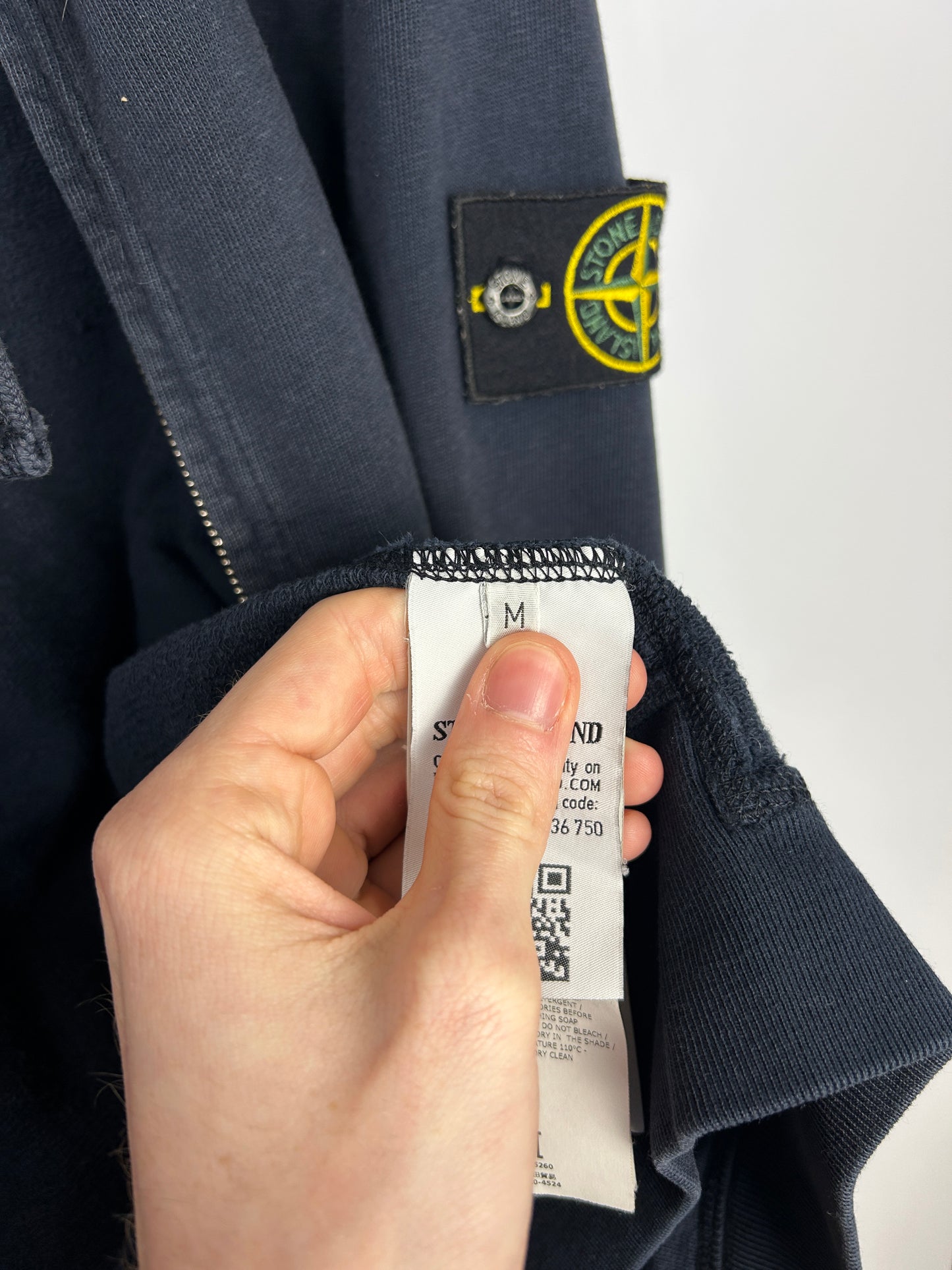 Felpa blu navy con zip e cappuccio Stone Island - Taglia M