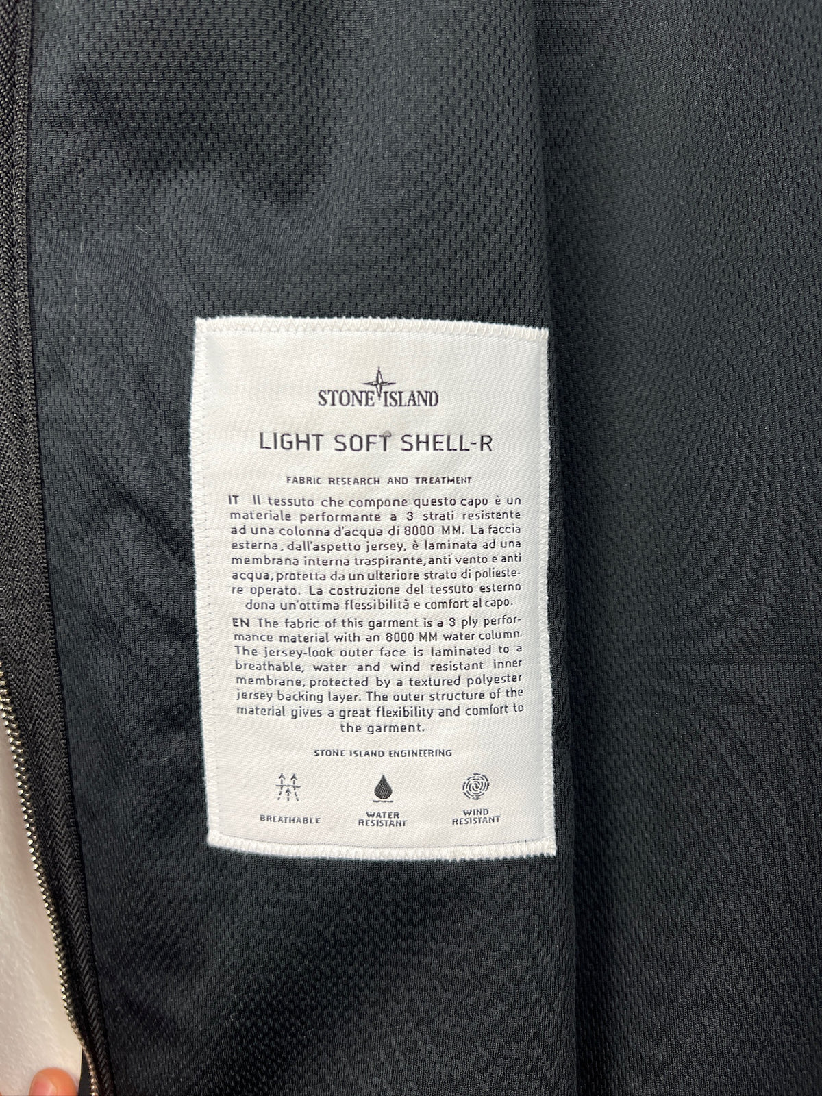 Giacca Light Soft Shell-R blu con zip e cappuccio Stone Island - Taglia 3XL