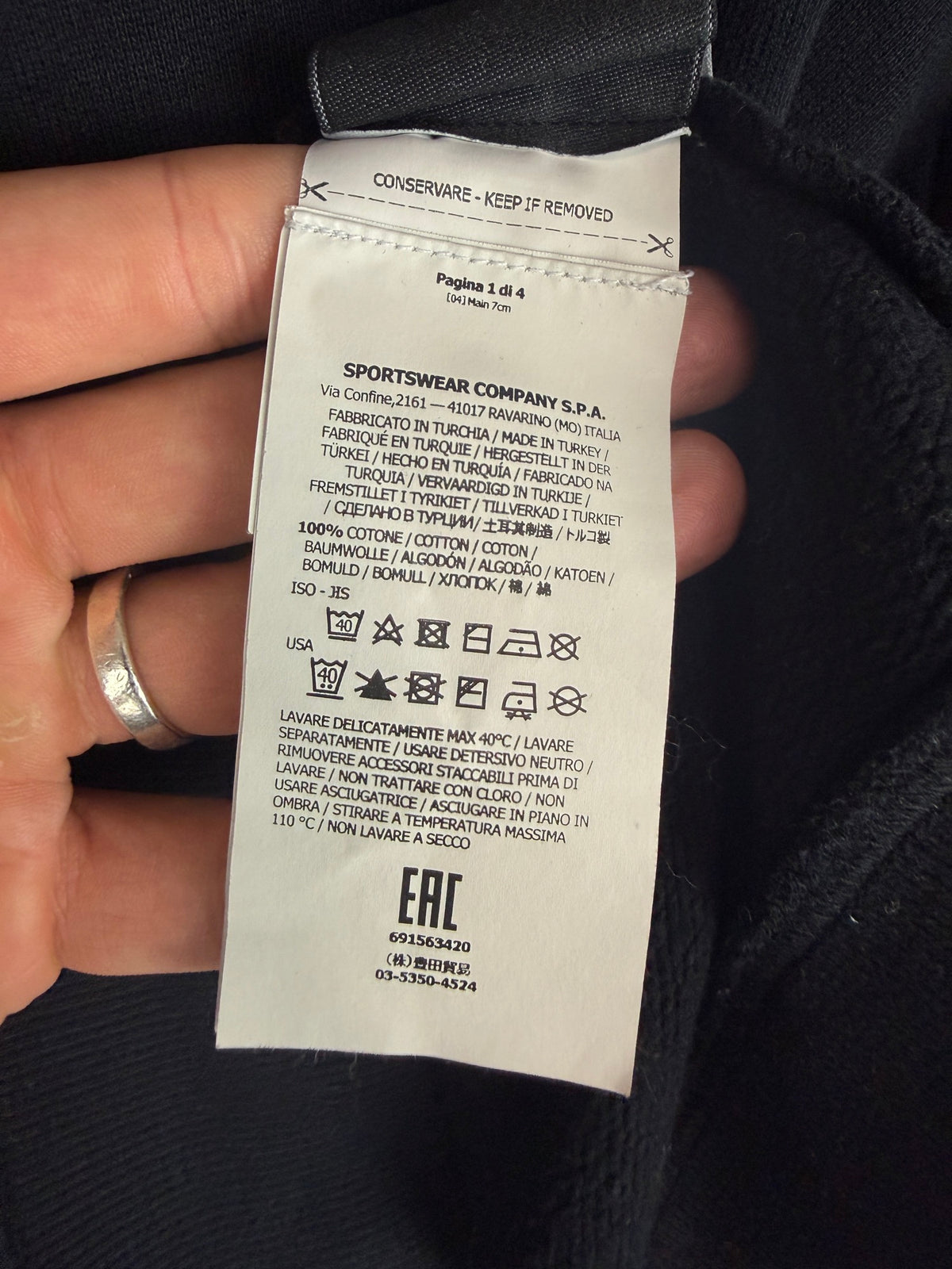 Felpa nera con logo Stone Island - Taglia M
