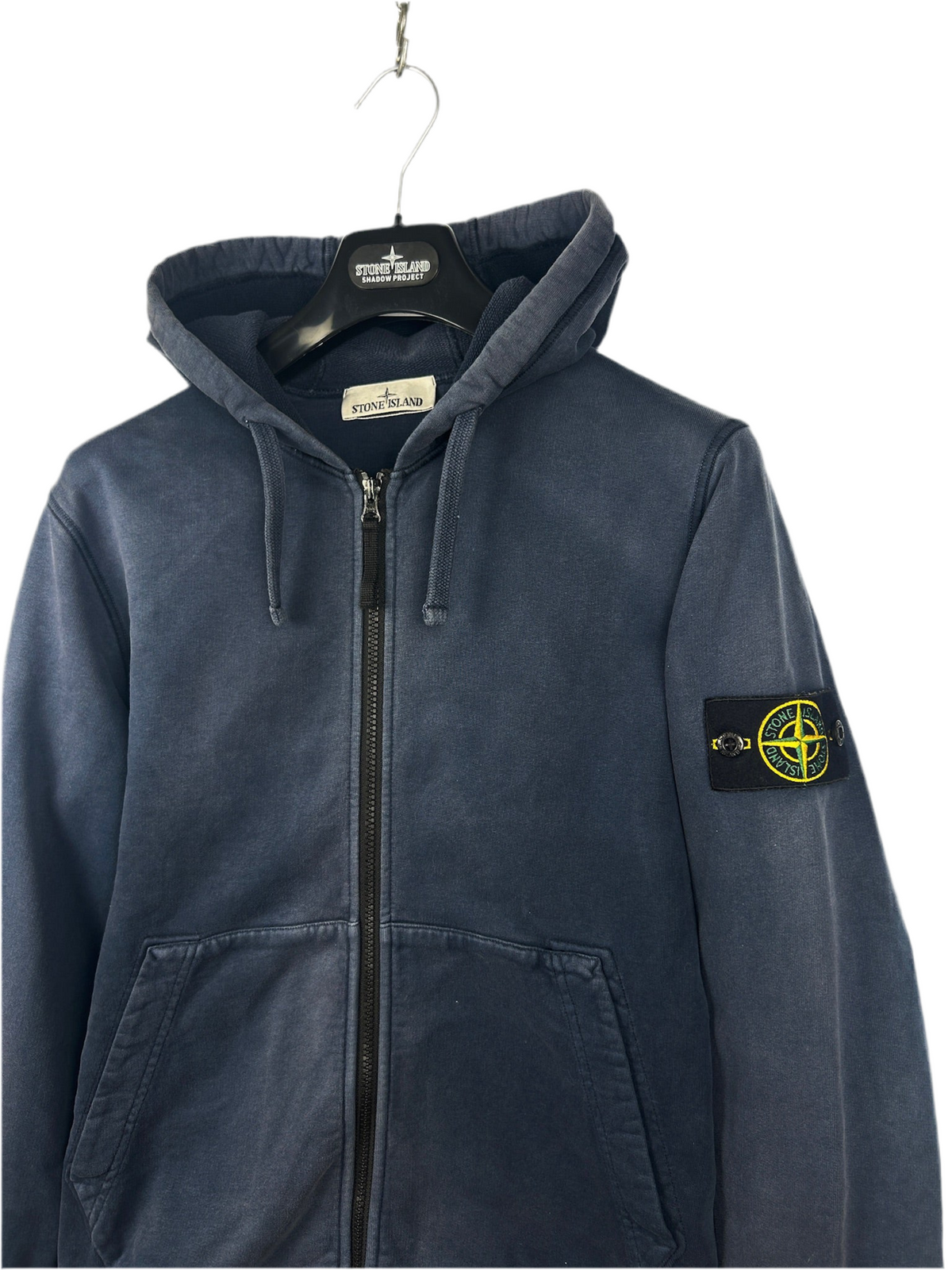 Felpa blu navy con zip e cappuccio Stone Island - Taglia S