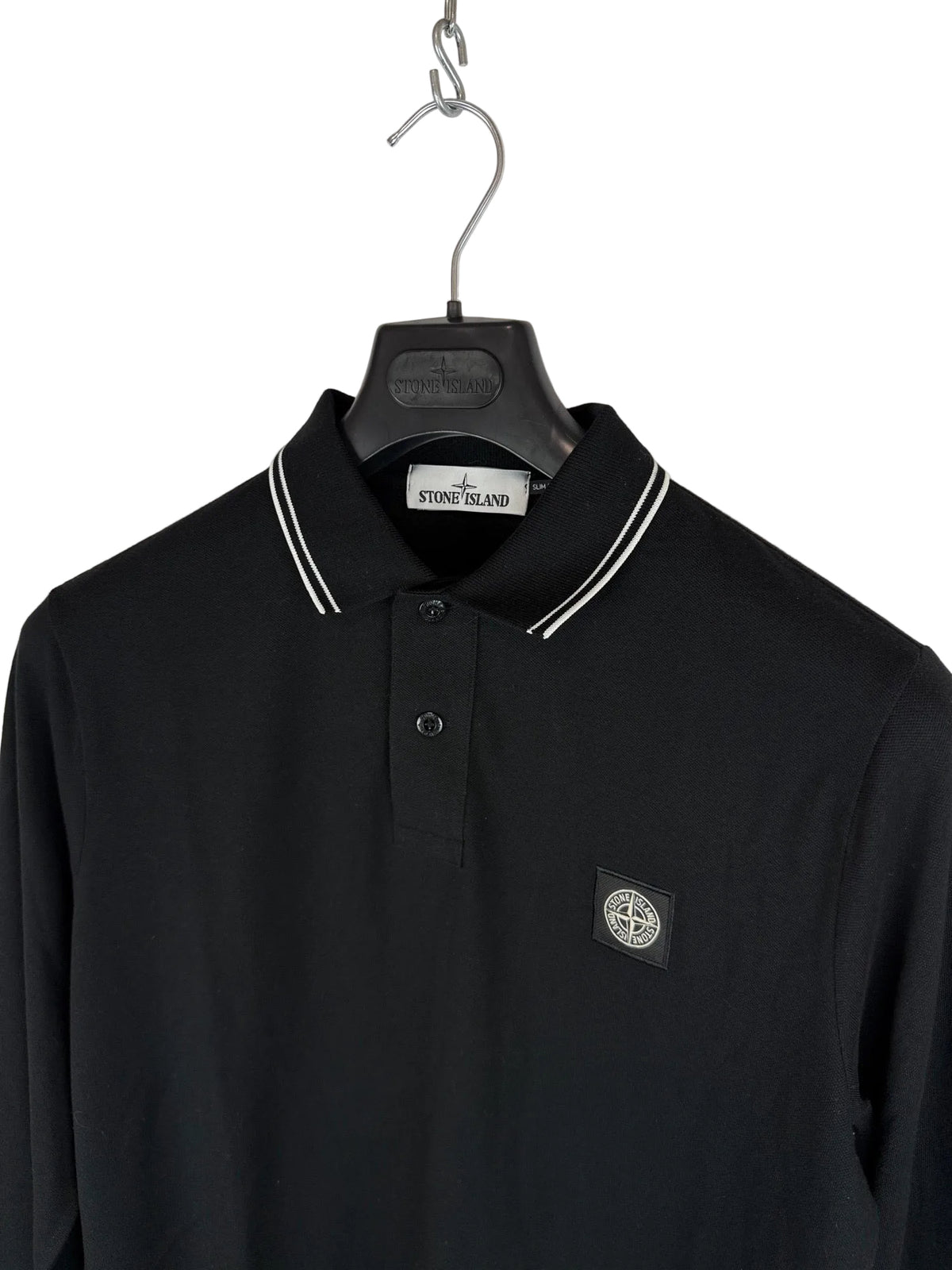 Polo nera a maniche lunghe Stone Island - Taglia L