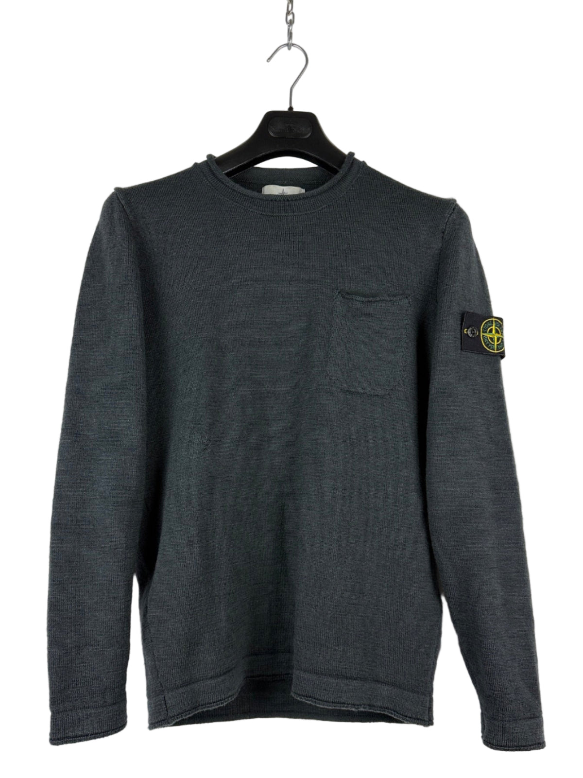Maglione blu con taschino in lana Stone Island - Taglia M