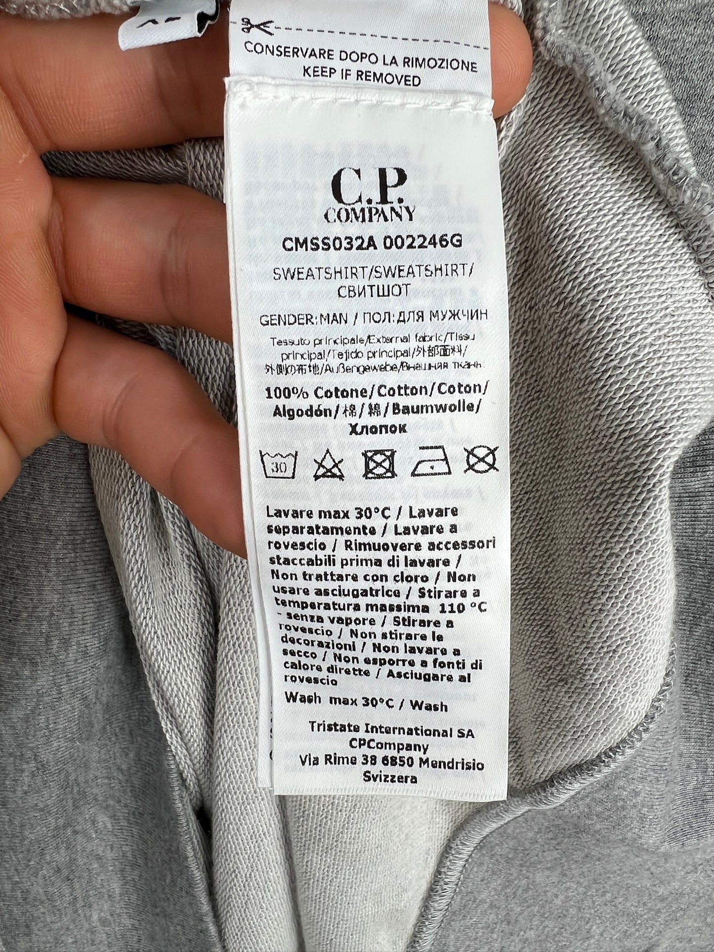 Felpa grigia C.P. Company (nuova con cartellino) - Taglia XL