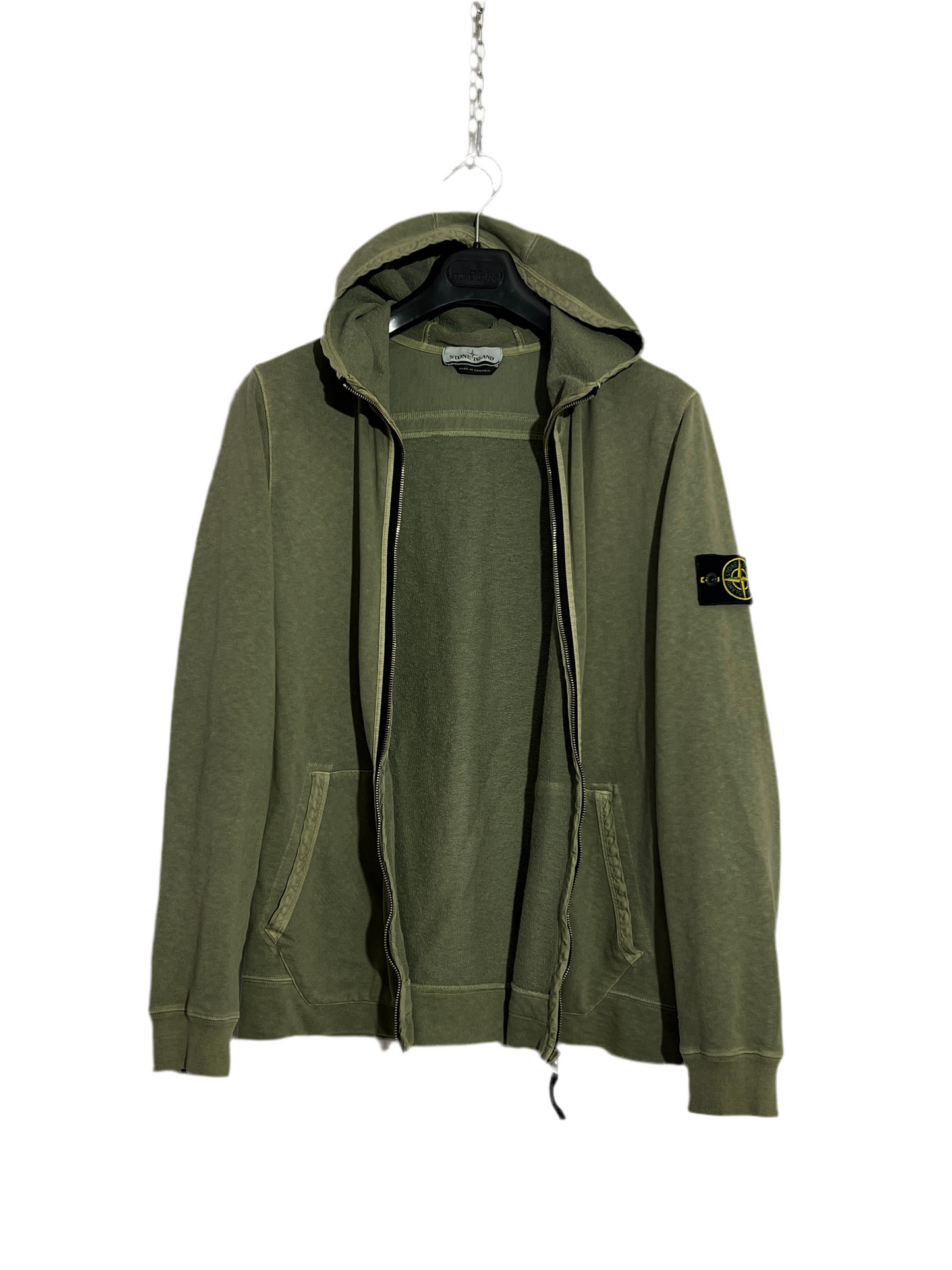 Felpa verde con zip e cappuccio Stone Island - Taglia L