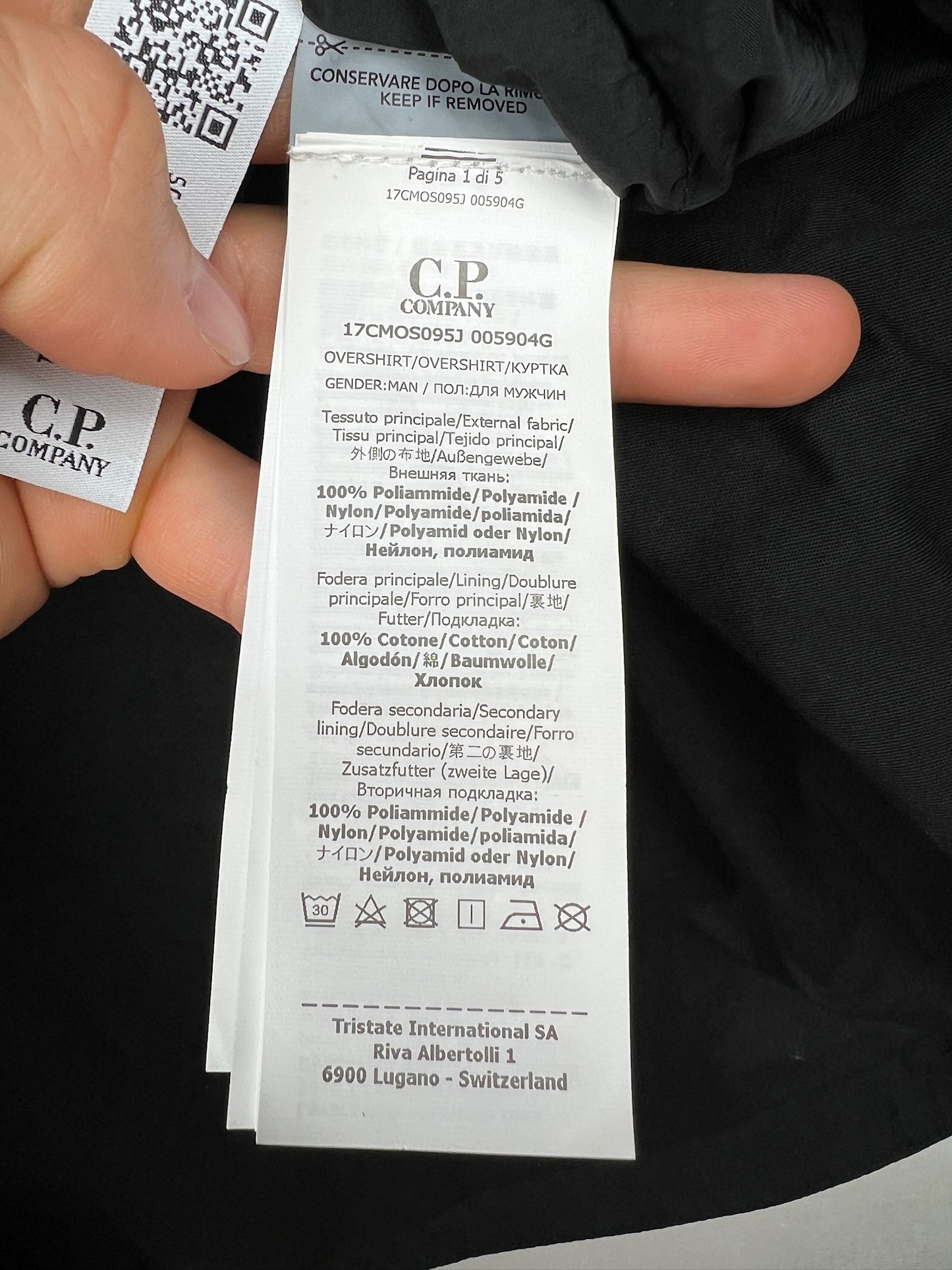 Giacca Chrome-R nera in nylon C.P. Company (nuova con cartellino) - Taglia XL