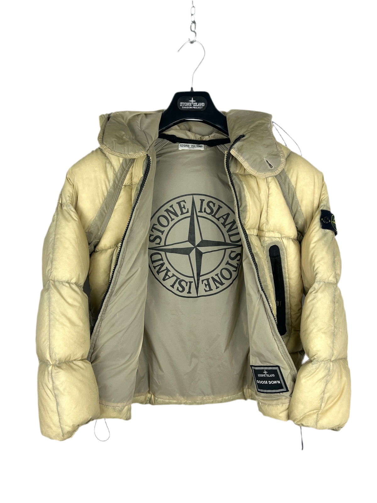 Giacca Nylon opaque gialla con zip e cappuccio Stone Island - Taglia Junior (10 anni, 140cm)
