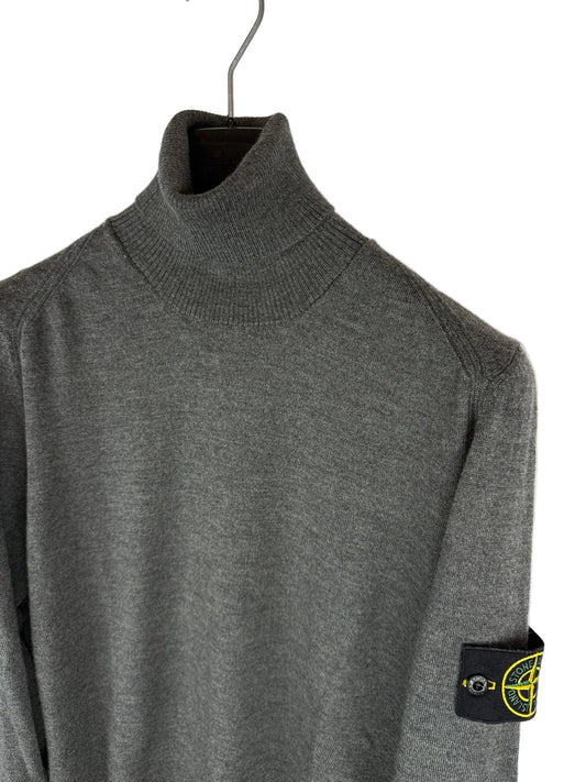 Maglione dolcevita grigio in 100% lana Stone Island - Taglia M - foto 2