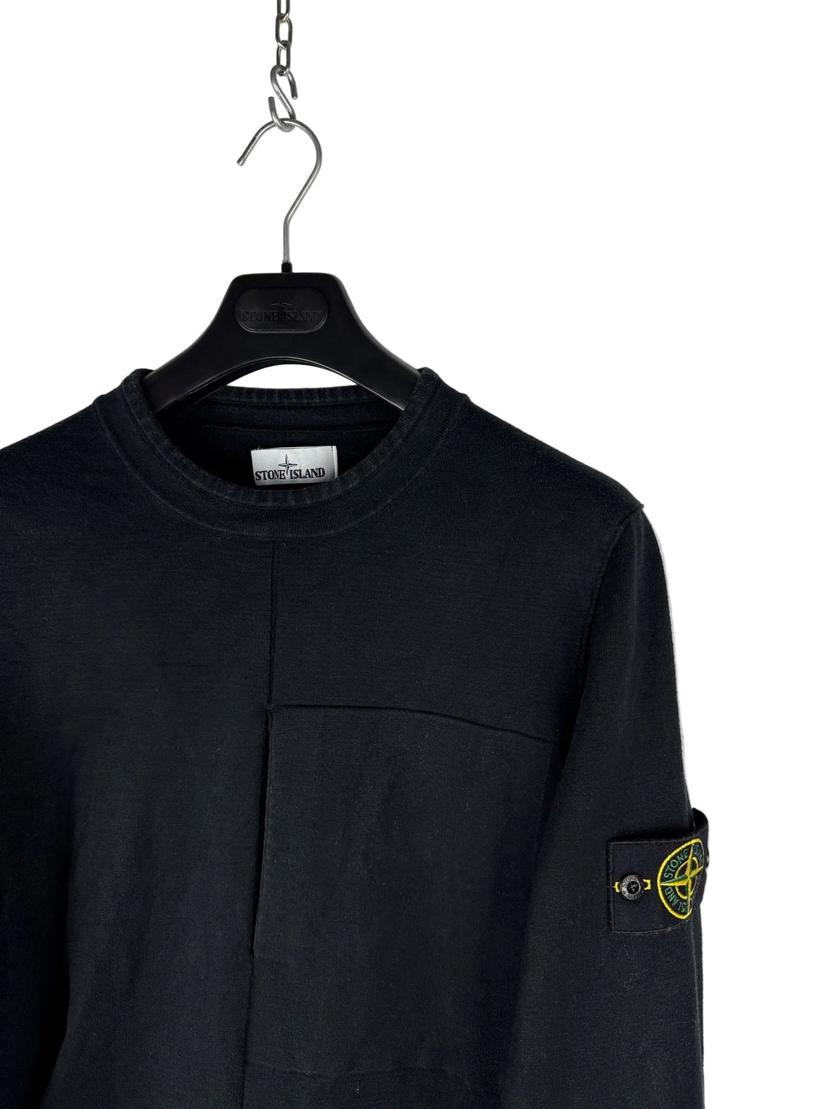 Maglione nero con taschino sul petto Stone Island - Taglia L