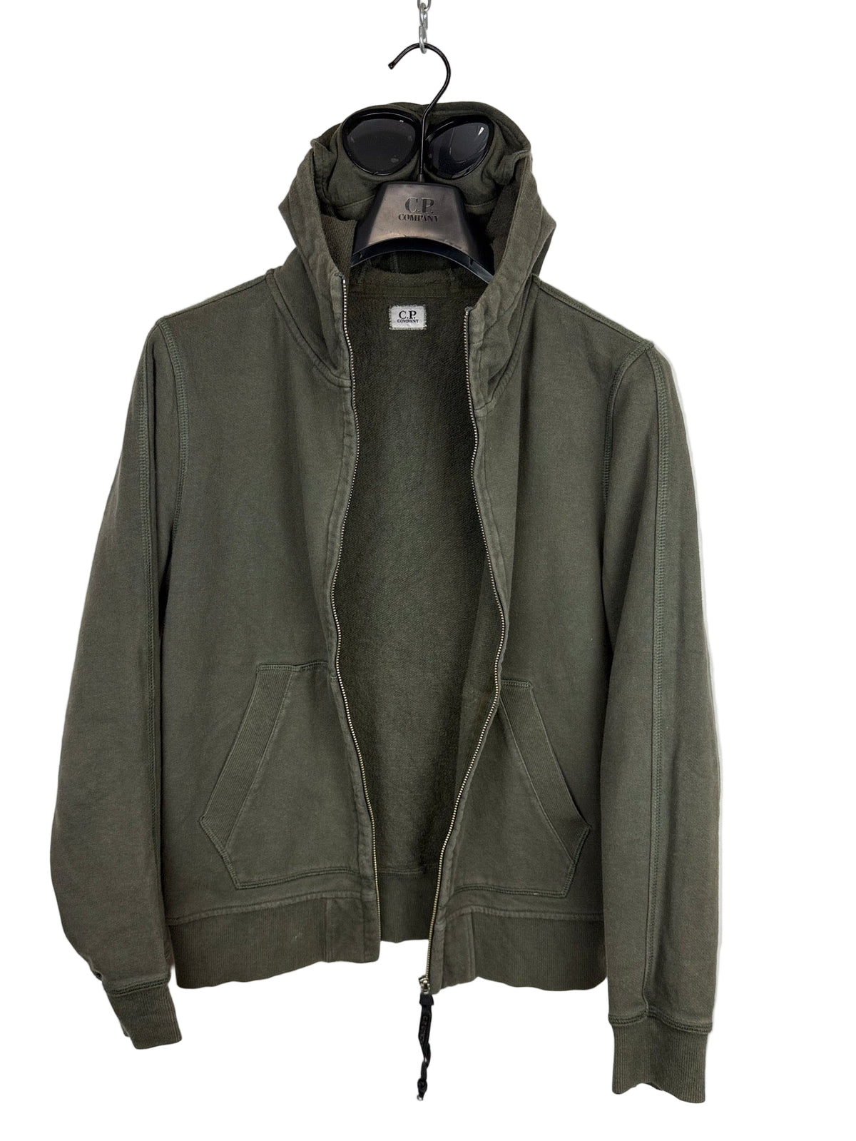 Felpa Goggle grigia con zip e cappuccio C.P. Company - Taglia M