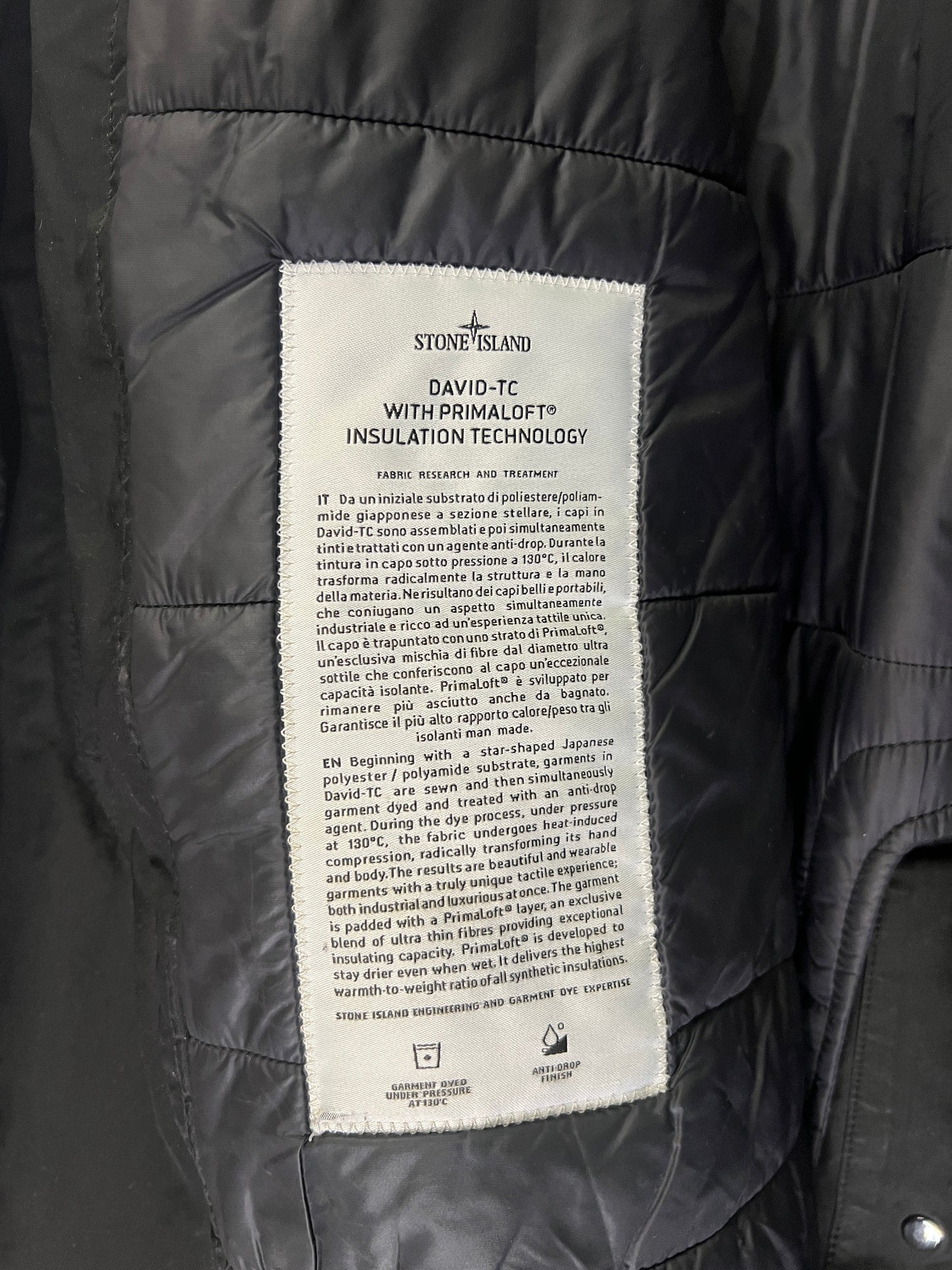 Cappotto nero Stone Island David-TC with Primaloft Insulation Technology - Taglia M