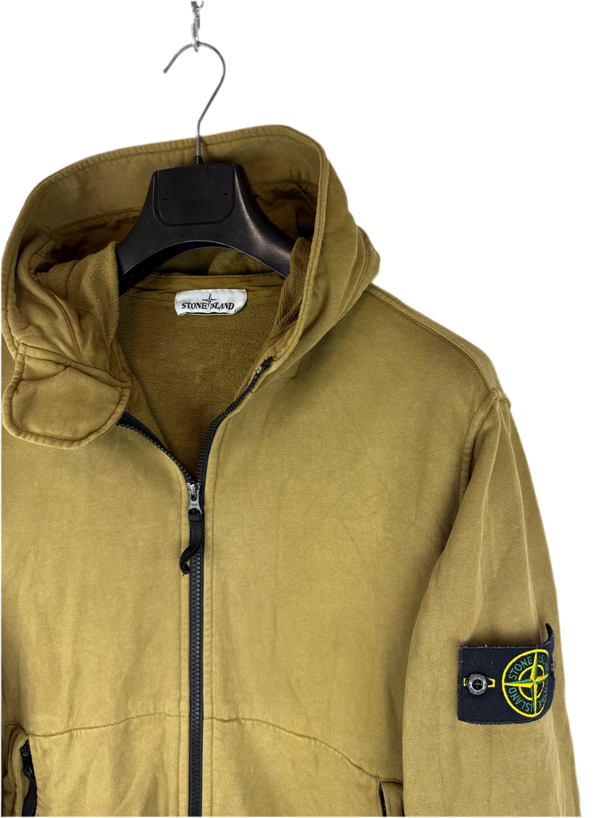Felpa verde kaki con zip e cappuccio Stone Island - Taglia XL