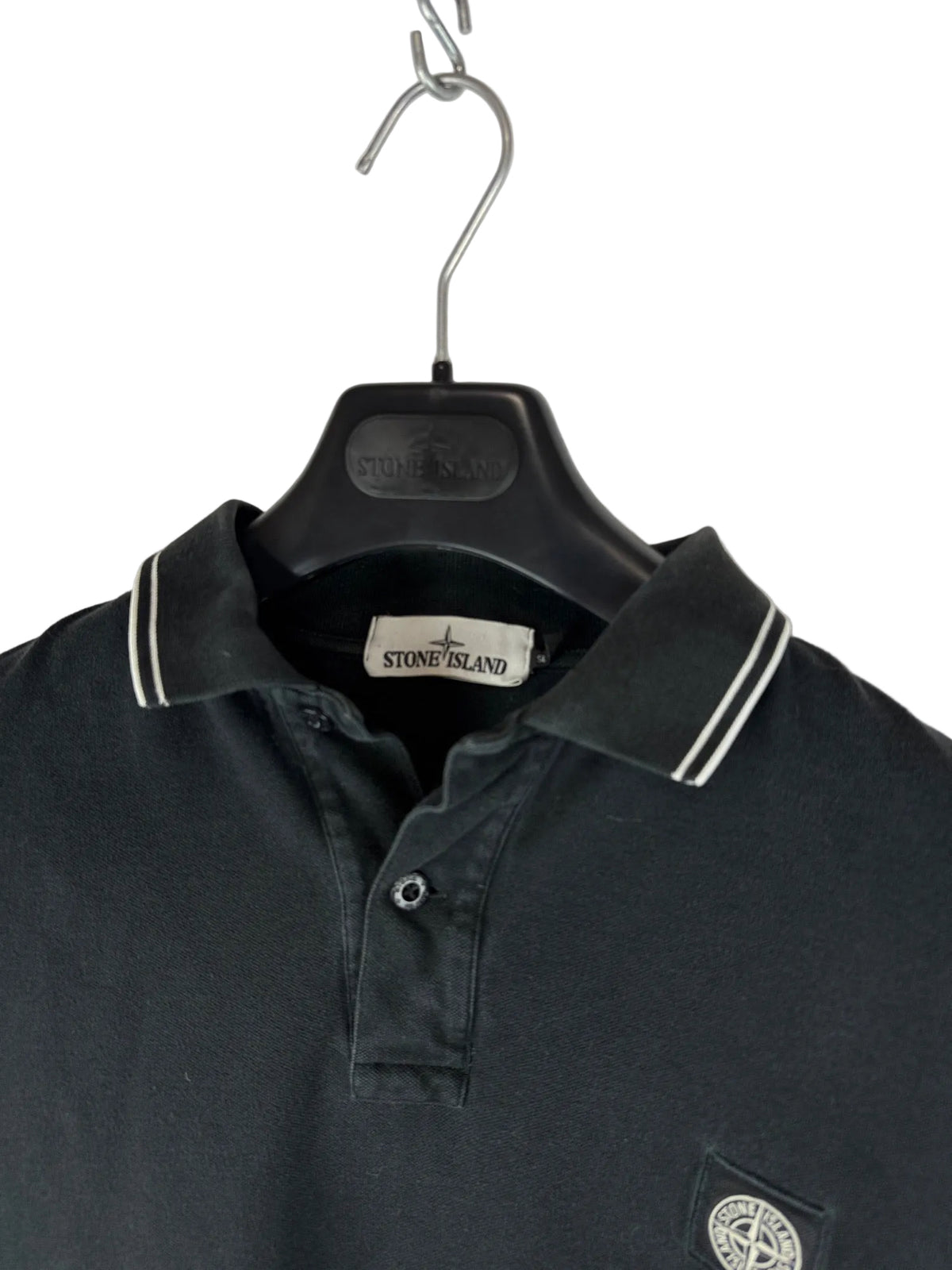 Polo nera a maniche lunghe Stone Island - Taglia XL