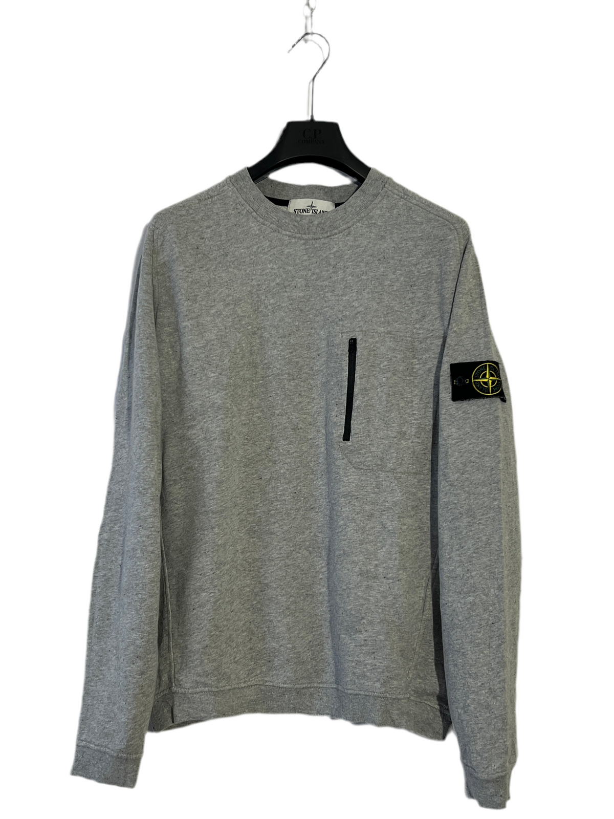 Grey Stone Island sweater with chest pocket - Size L