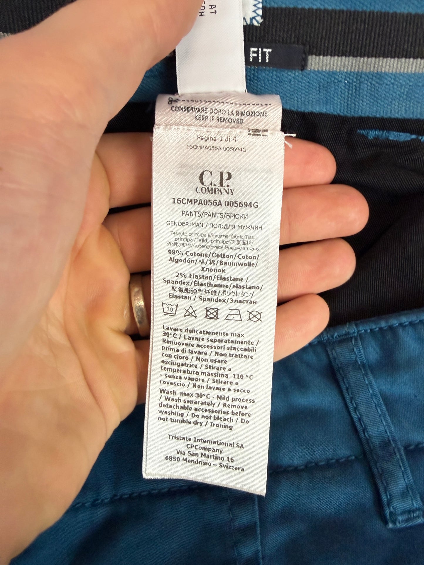 Pantaloni cargo blu C.P. Company (nuovi con cartellino) - Taglia W32