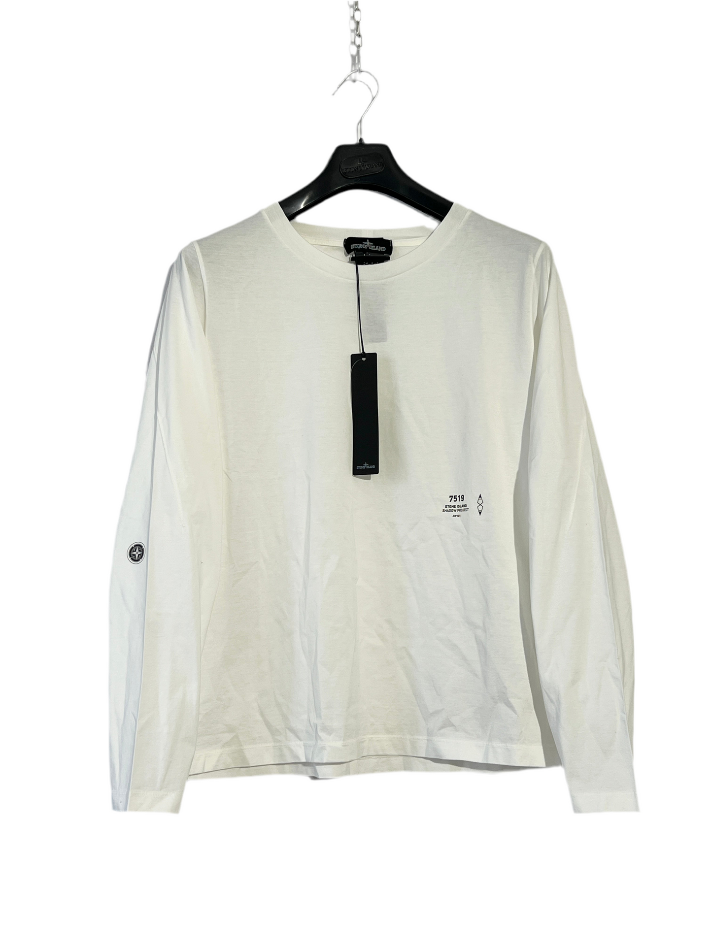 T-shirt a maniche lunghe bianca Stone Island Shadow Project (nuova con cartellino) - Taglia M