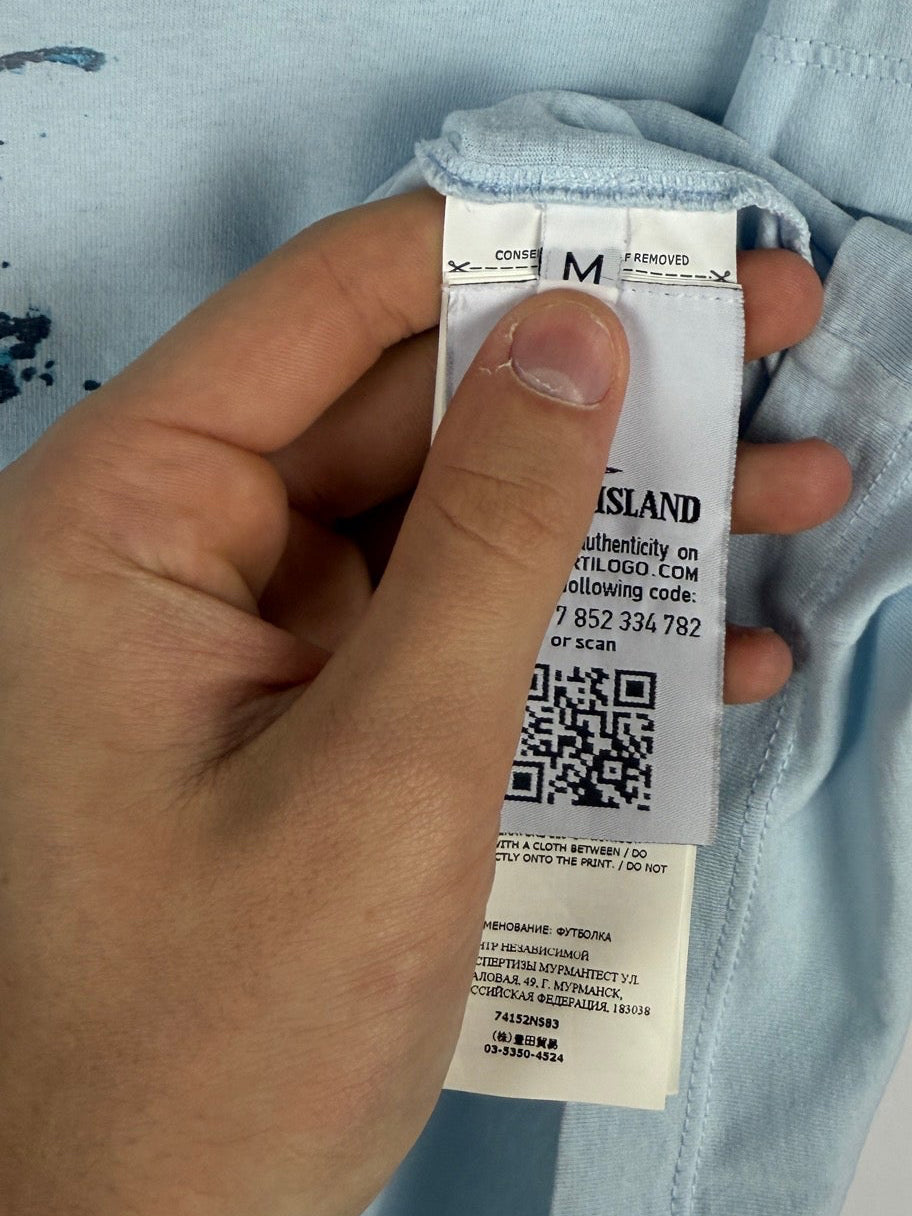 T-shirt azzurra con stampa Stone Island - Taglia M