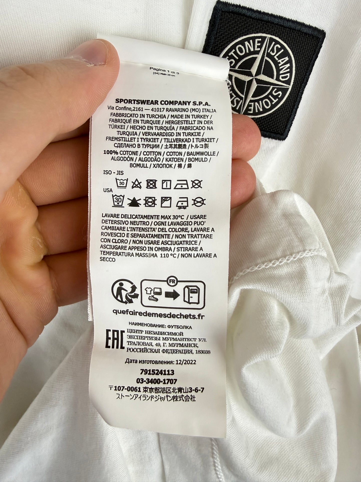 T-shirt bianca Stone Island - Taglia M