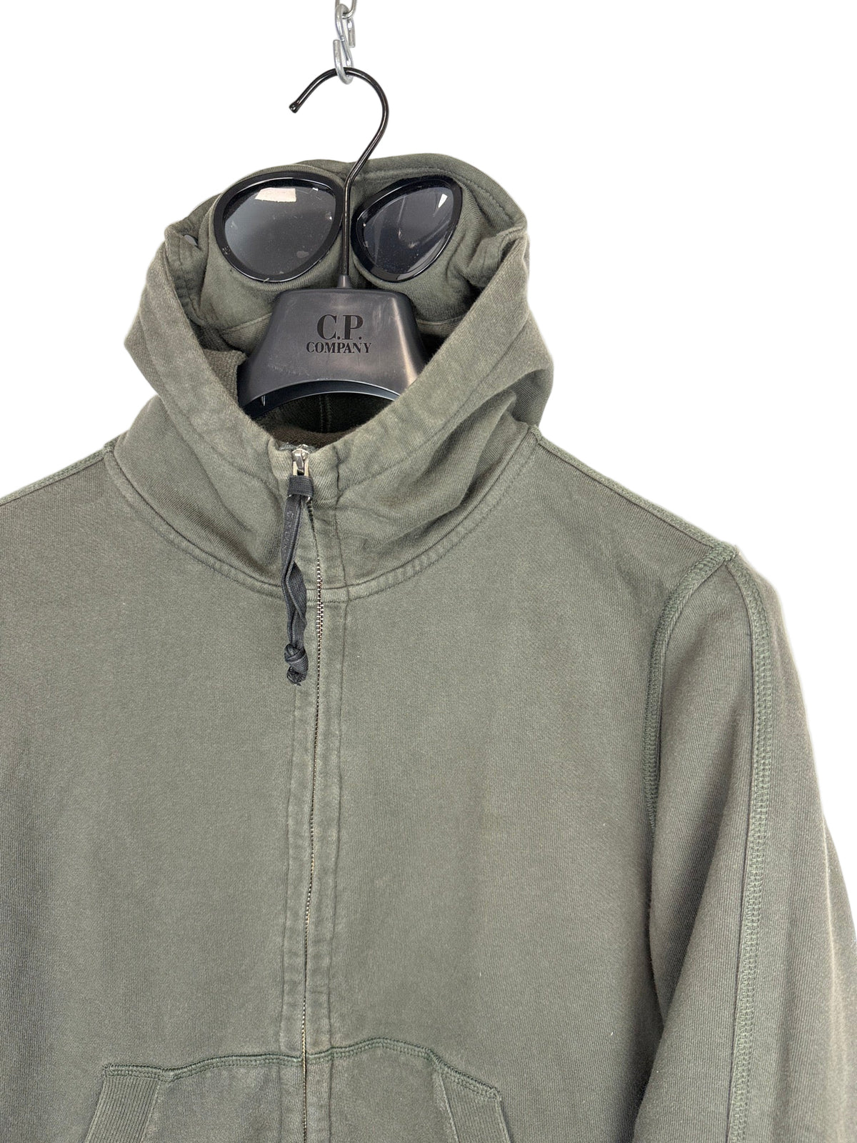 Felpa Goggle grigia con zip e cappuccio C.P. Company - Taglia M