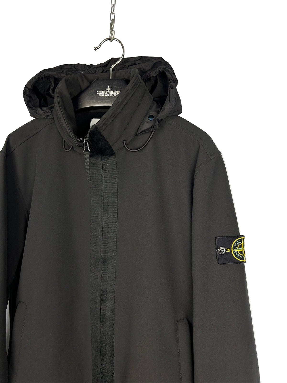 Giacca Prototipo Soft Shell-R nero con zip e cappuccio Stone Island nuovo - Taglia L