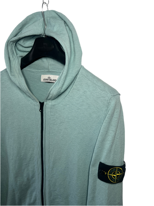 Felpa turchese con zip e cappuccio Stone Island - Taglia L