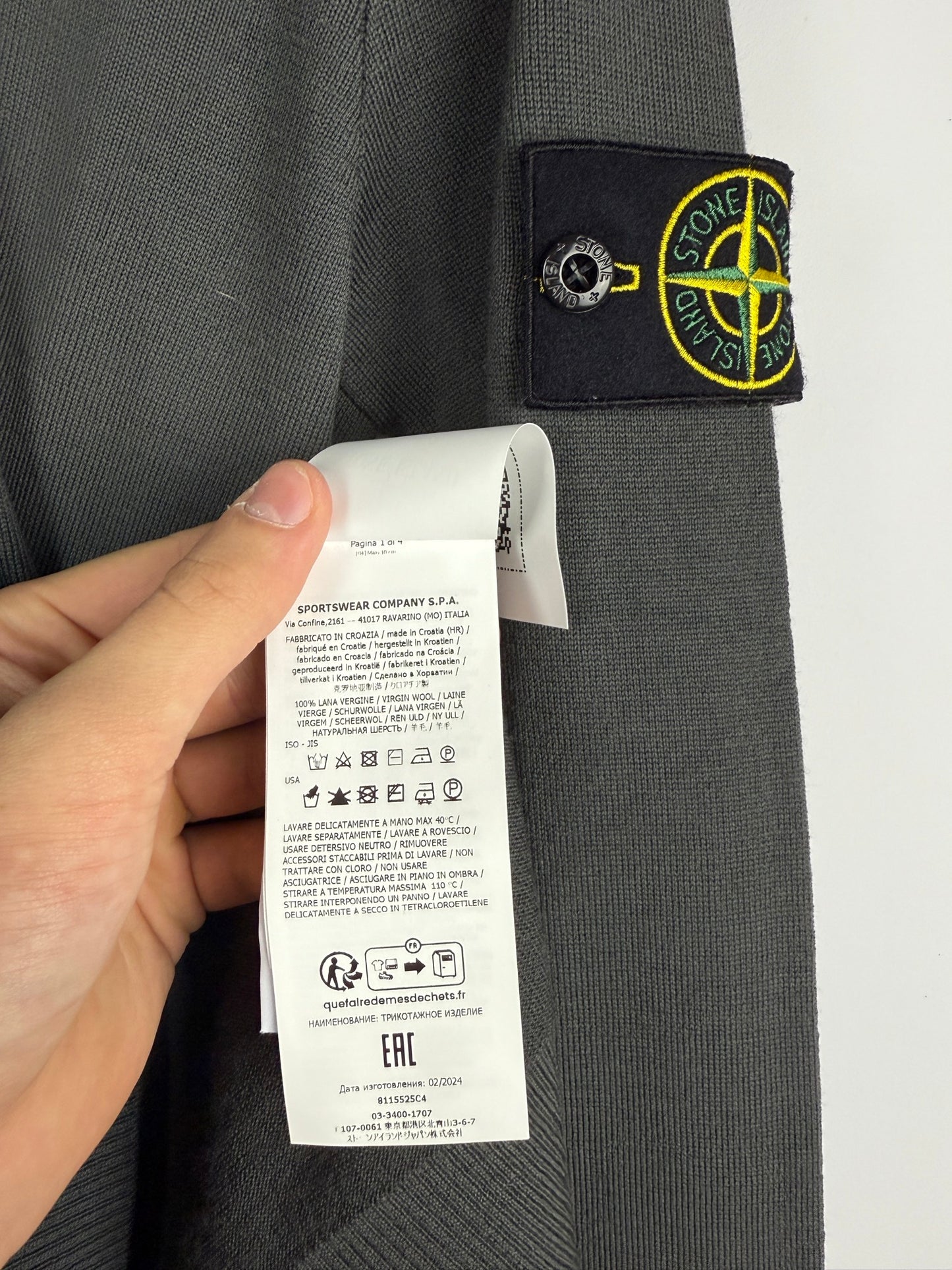 Maglione dolcevita grigio Stone Island (nuovo con cartellino) - Taglia S