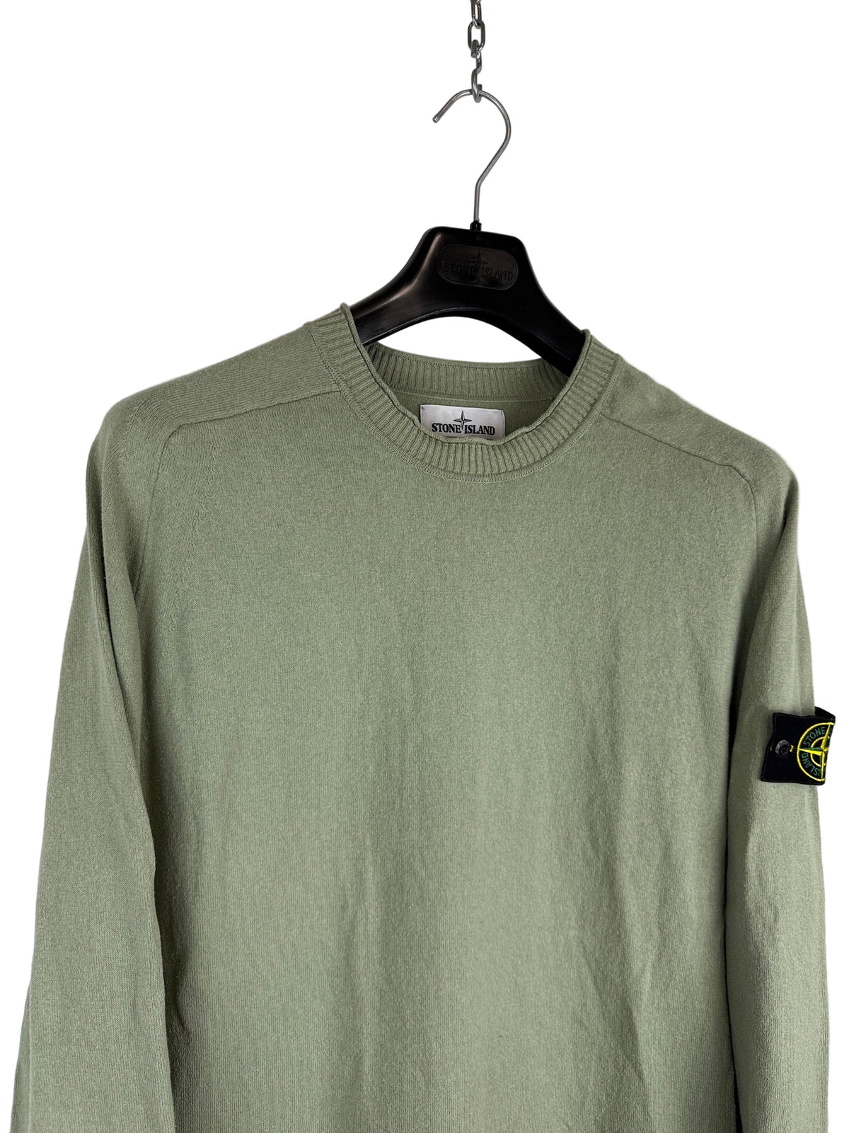 Maglione verde con strisce sui polsini Stone Island - Taglia XL