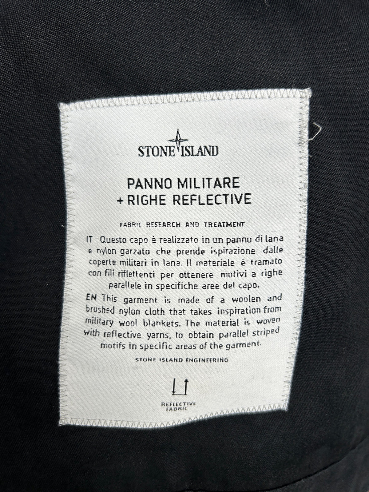 Giacca Panno Militare + Righe Reflective blu Stone Island - Taglia XL