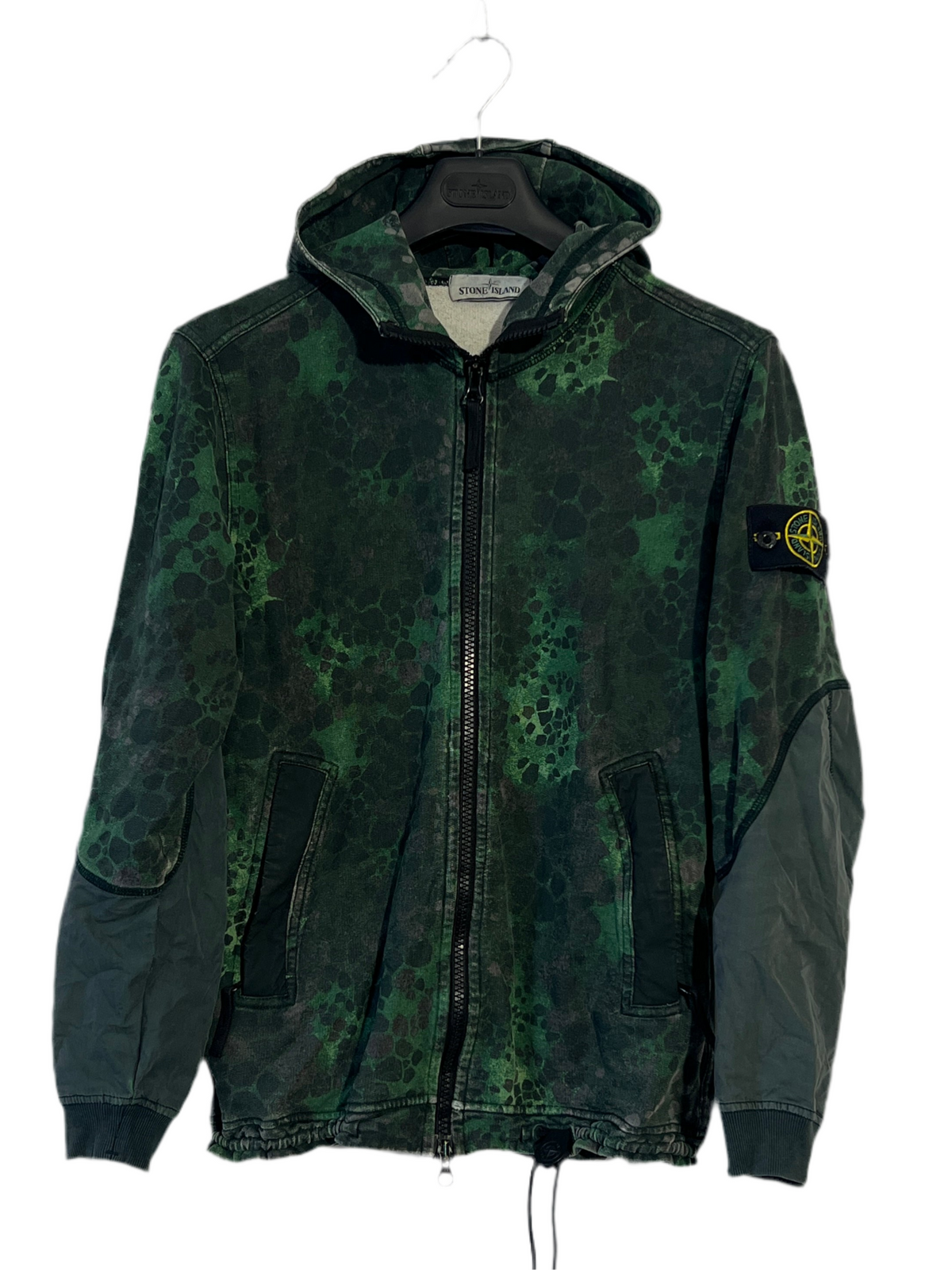 Felpa verde con zip e cappuccio Alligator Camo Stone Island - Taglia M