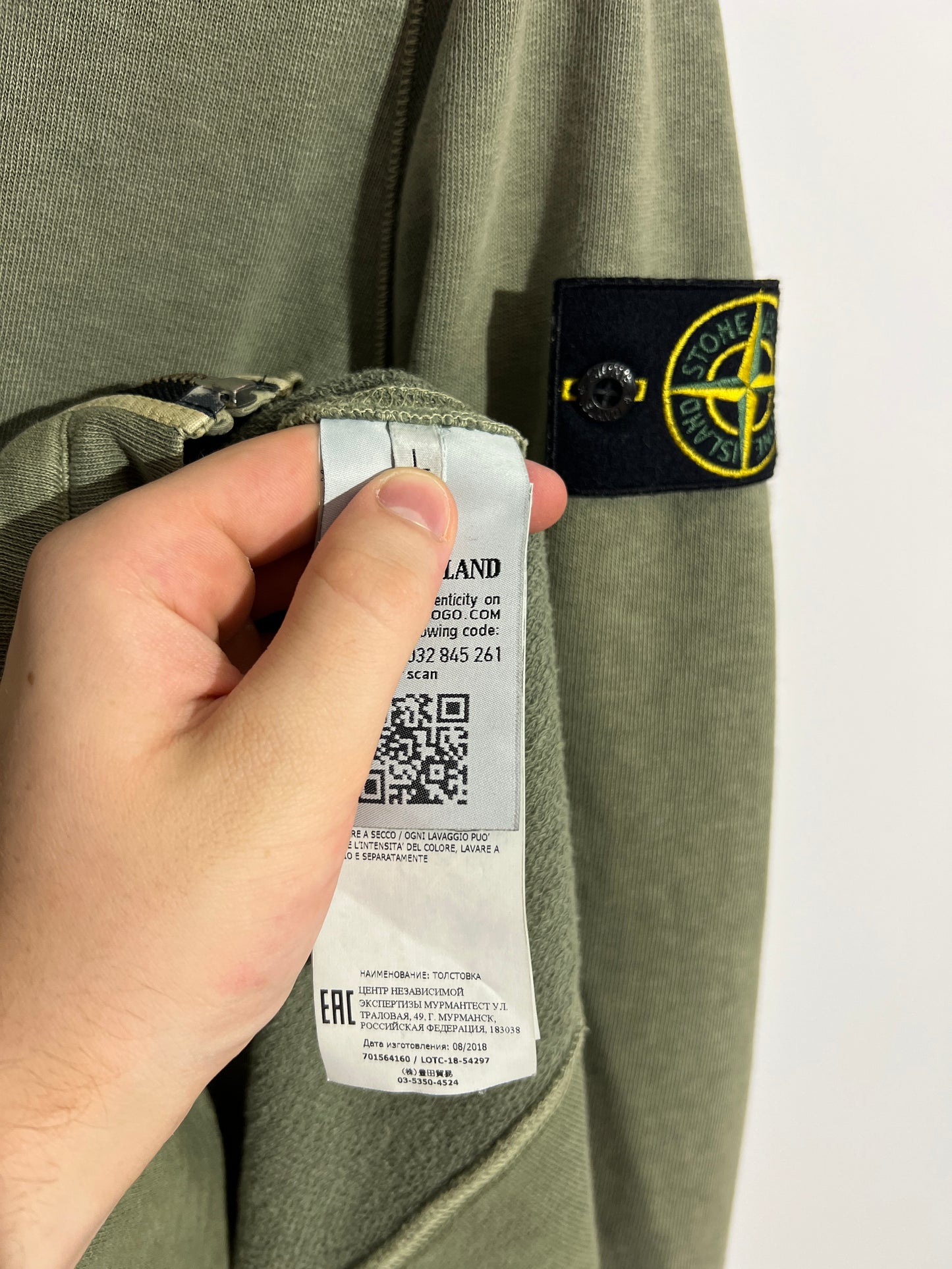 Felpa verde con zip e cappuccio Stone Island - Taglia L