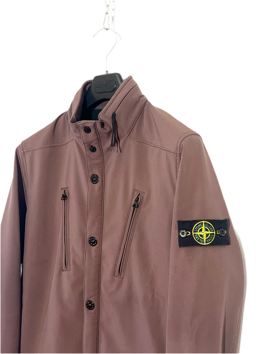 Giacca Soft Shell-R viola con zip e cappuccio a scomparsa Stone Island - Taglia M