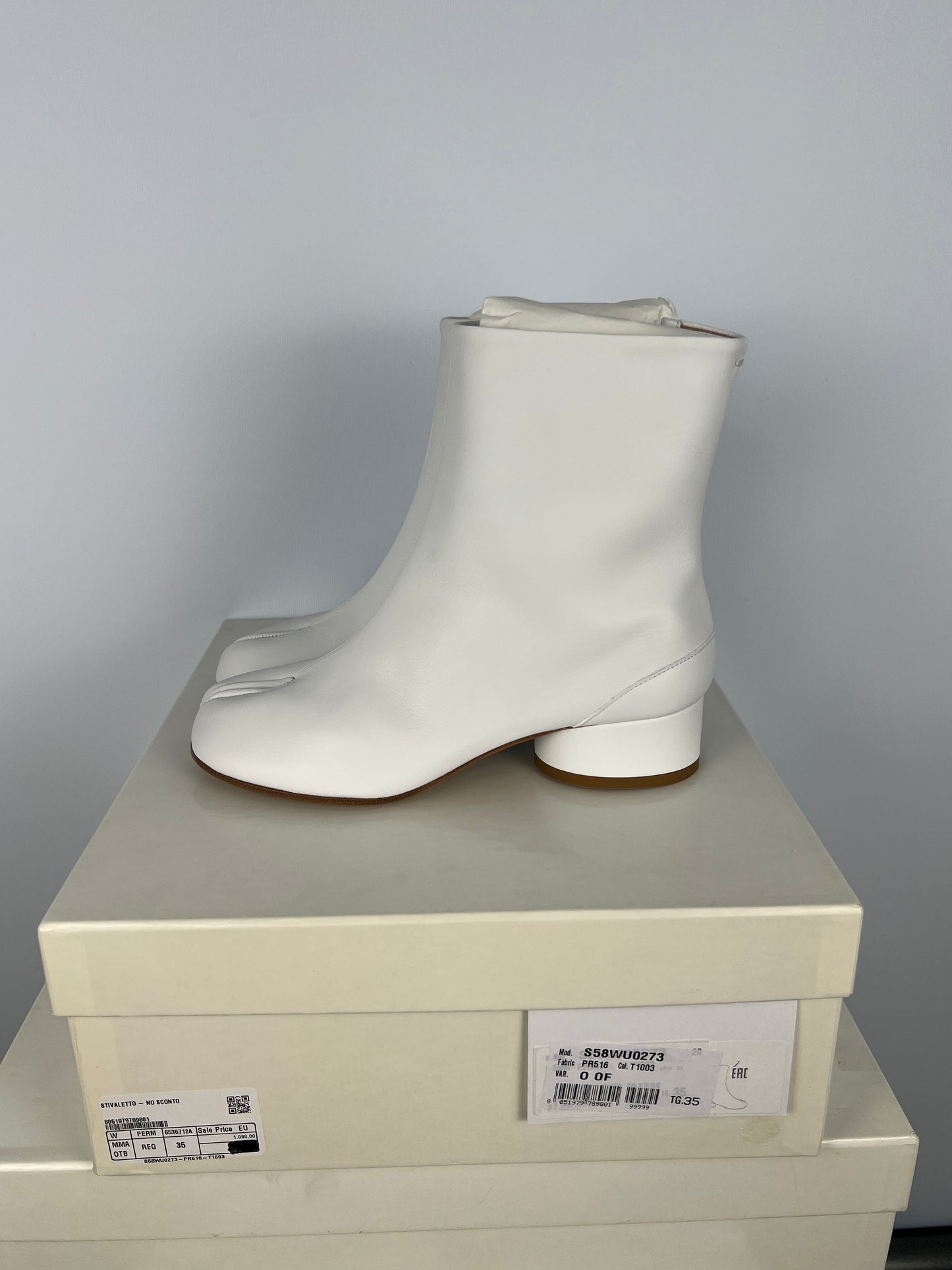 Stivaletti Tabi con tacco bianchi da donna Maison Martin Margiela (nuovi con cartellino) - Numero 35