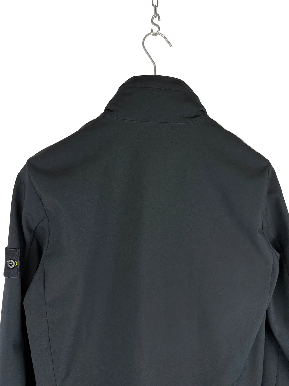 Giacca Soft Shell-R nera con zip e cappuccio Stone Island - Taglia M
