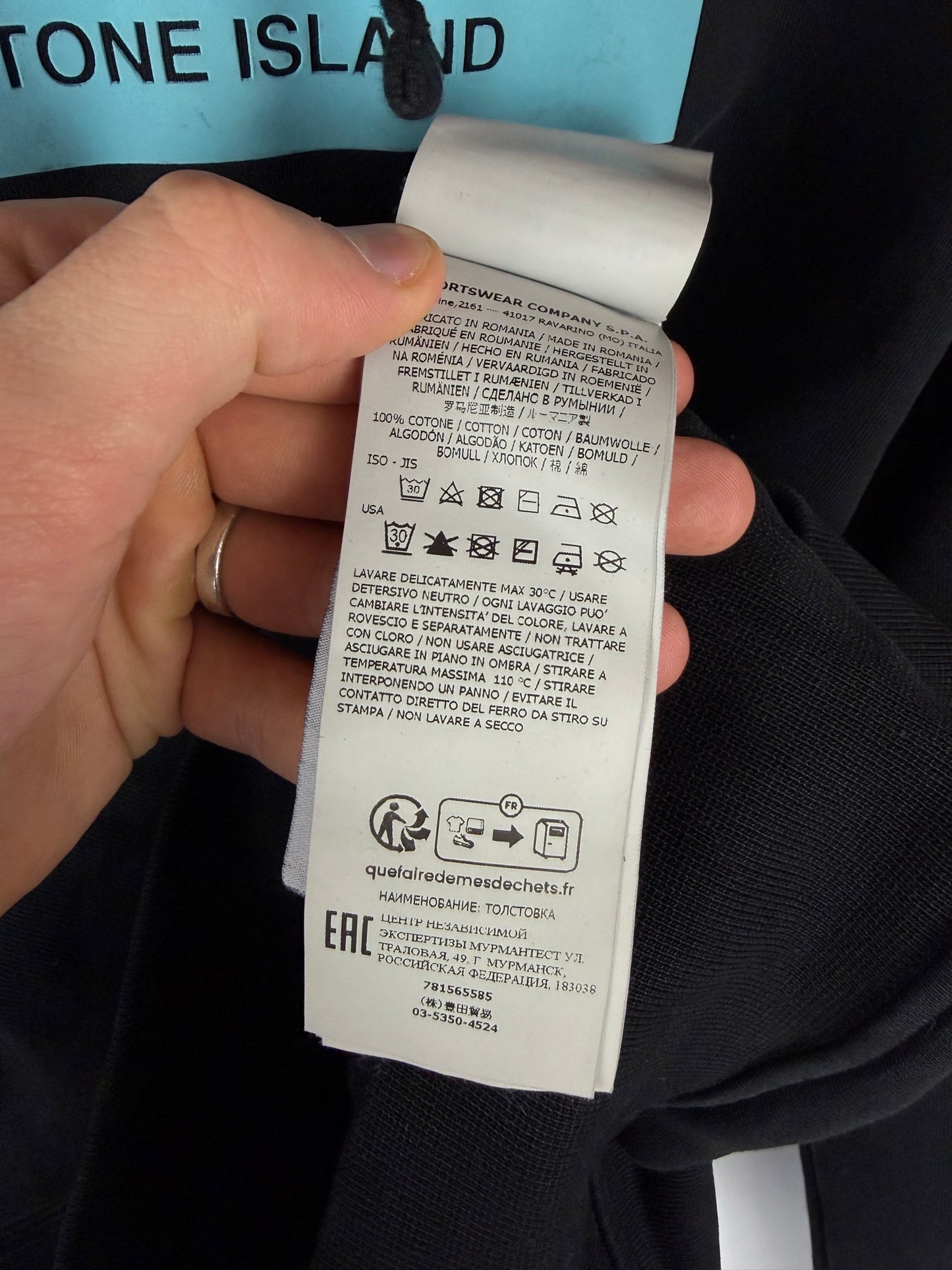 Felpa nera con cappuccio Stone Island - Taglia L