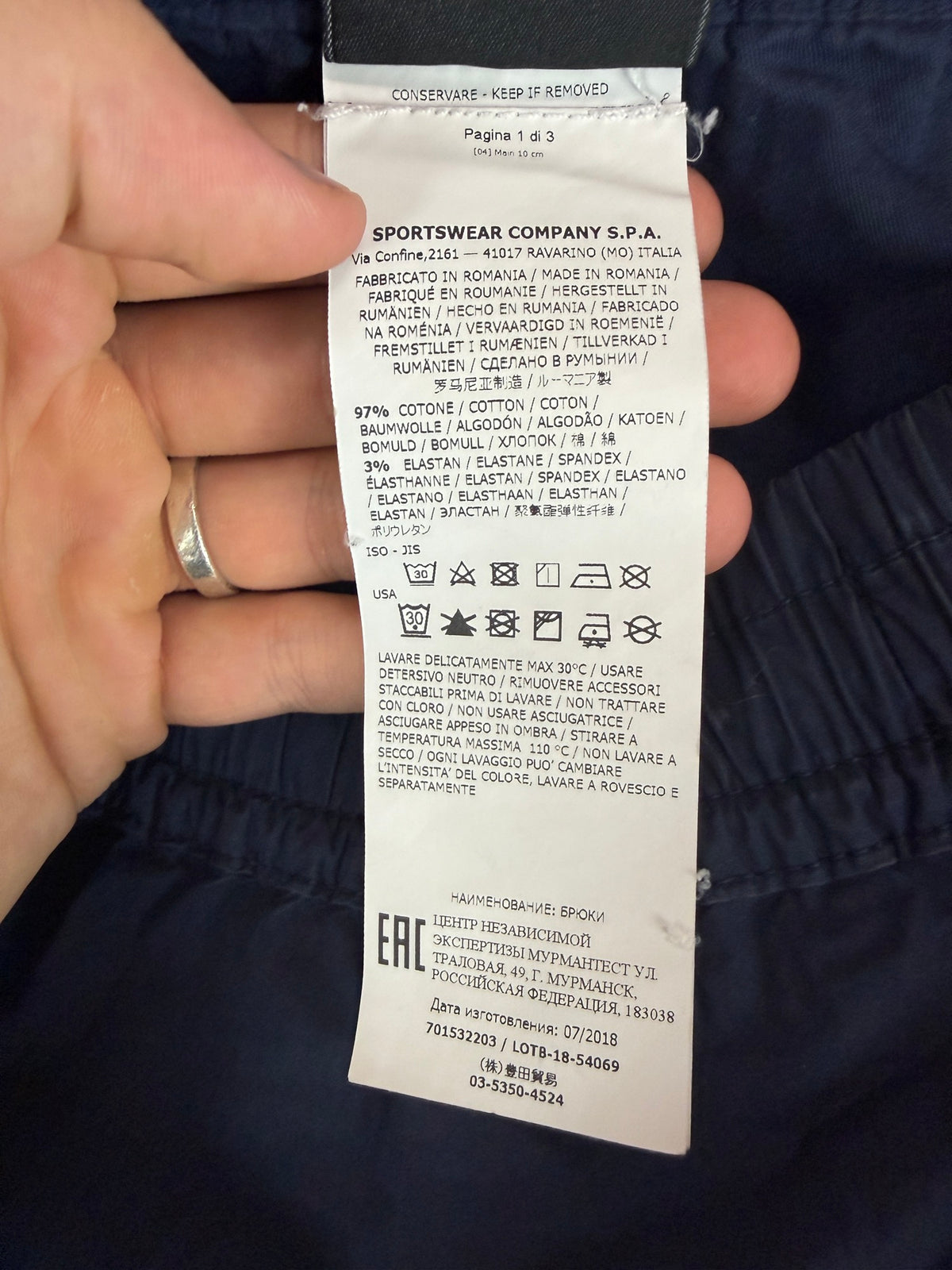 Pantaloni cargo blu Stone Island - Taglia W32