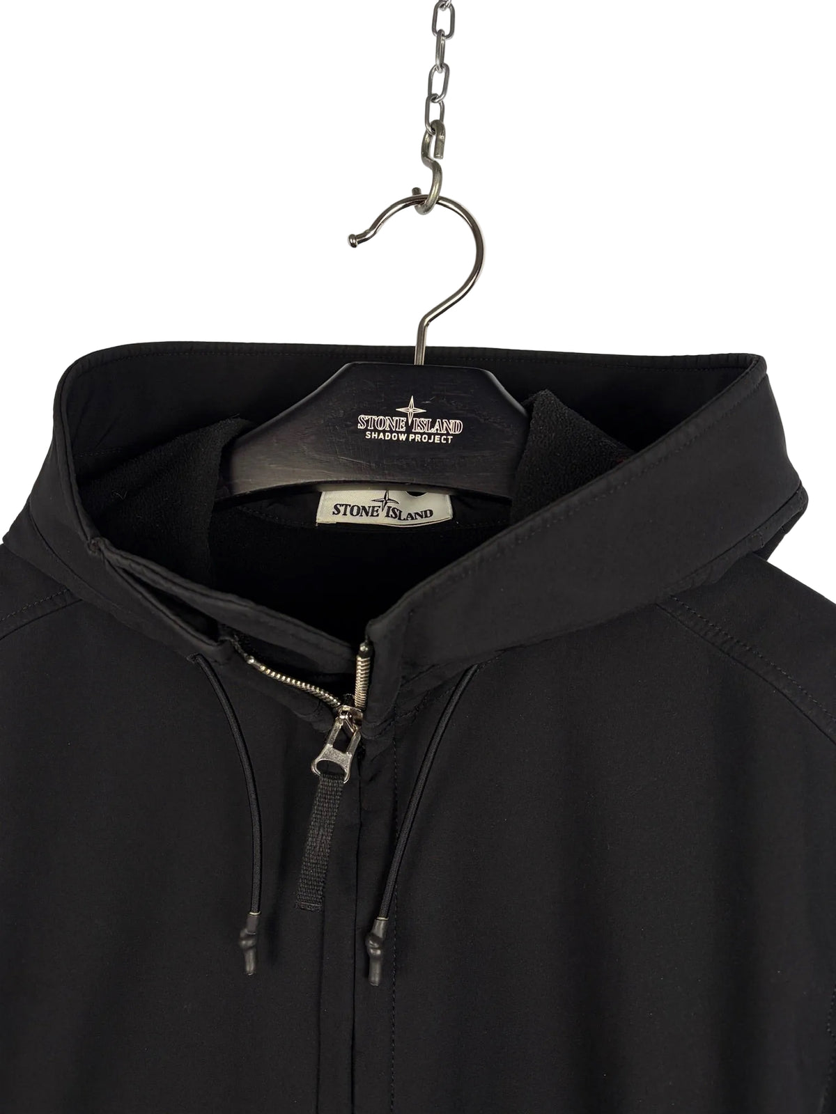 Giacca Soft Shell-R nero con zip e cappuccio Stone Island - Taglia XL