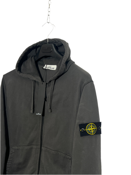 Felpa grigia antracite con zip e cappuccio Stone Island - Taglia L