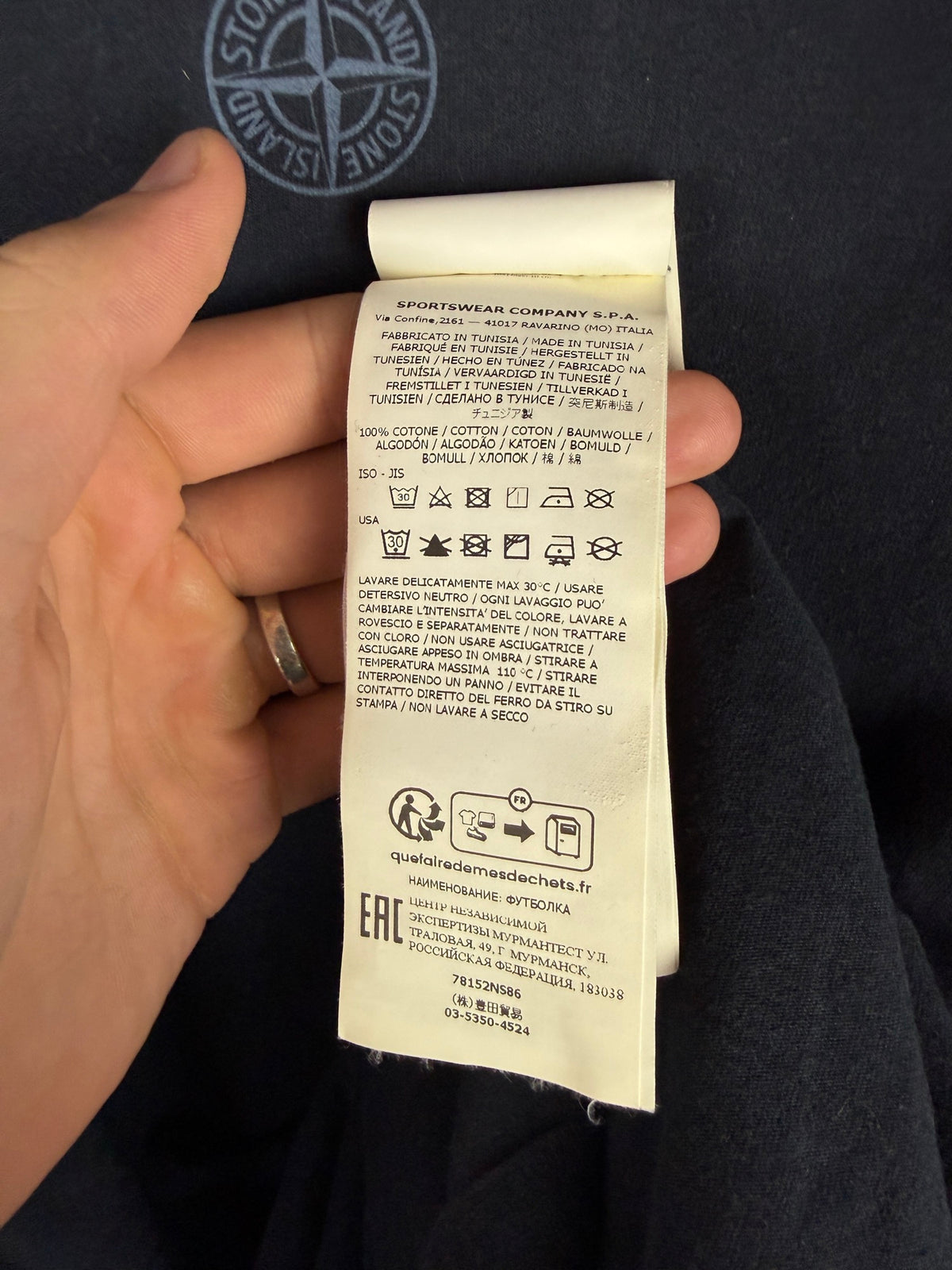T-shirt nera con stampa Stone Island - Taglia XXL