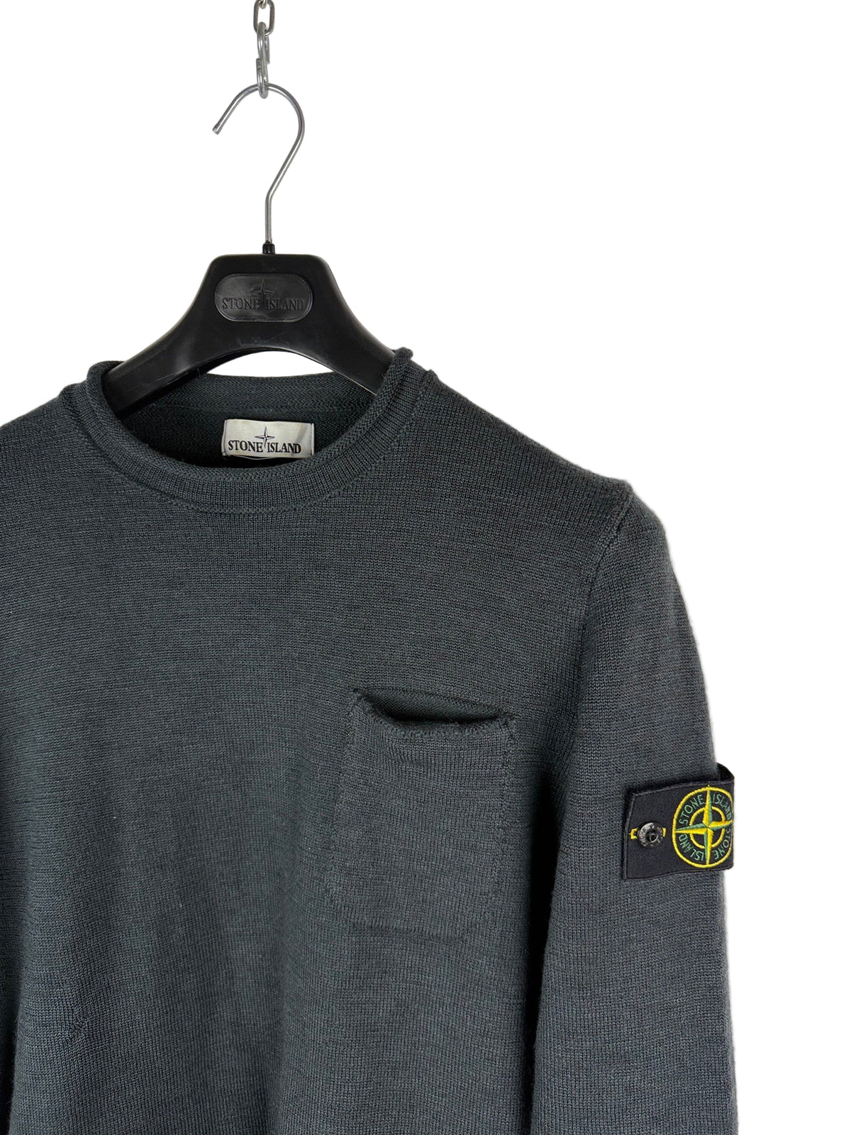 Maglione blu con taschino in lana Stone Island - Taglia M