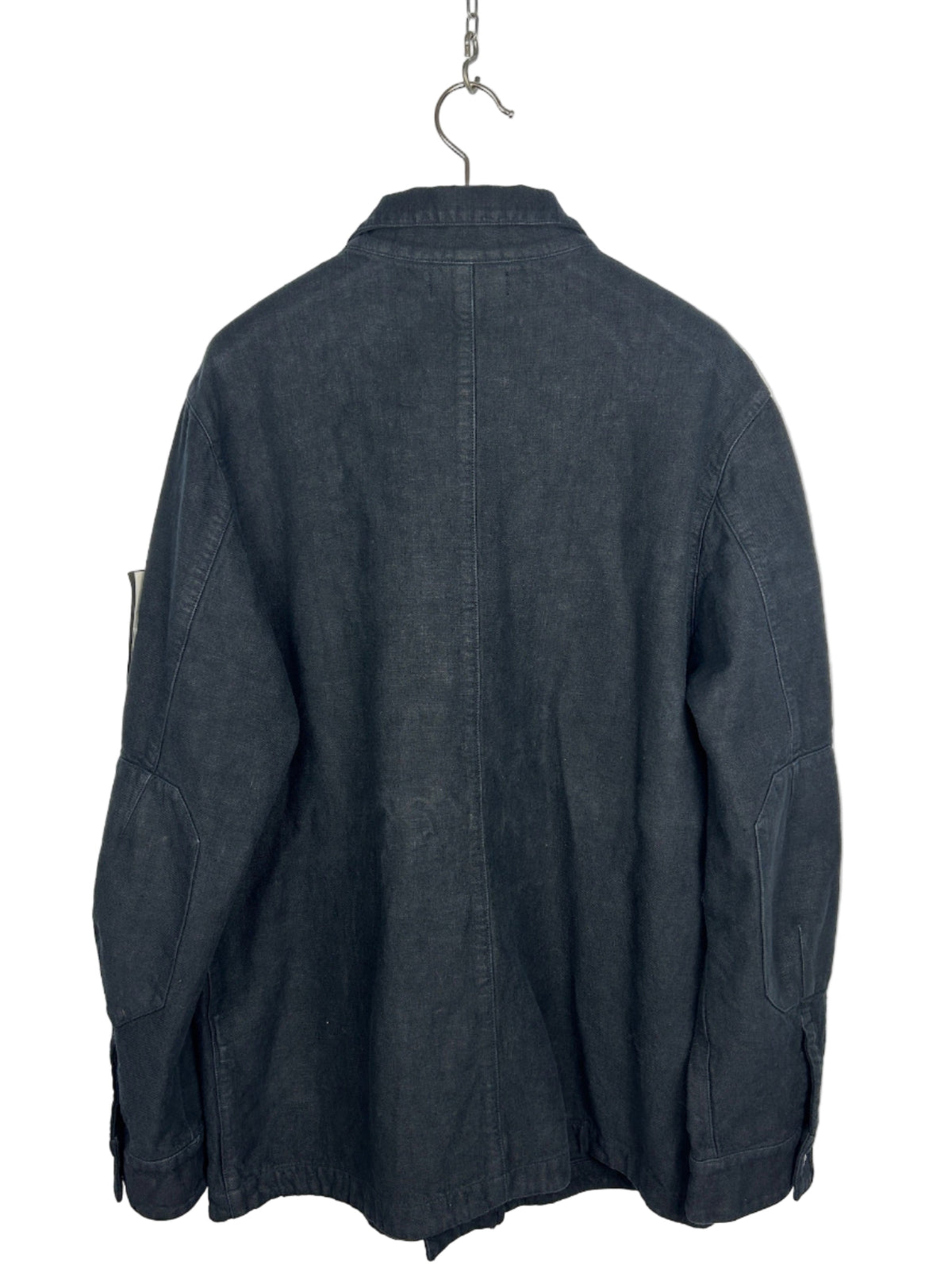 Giacca Ghost Bonded Linen blu navy con chiusura a bottoni Stone Island (nuova con cartellino) - Taglia L