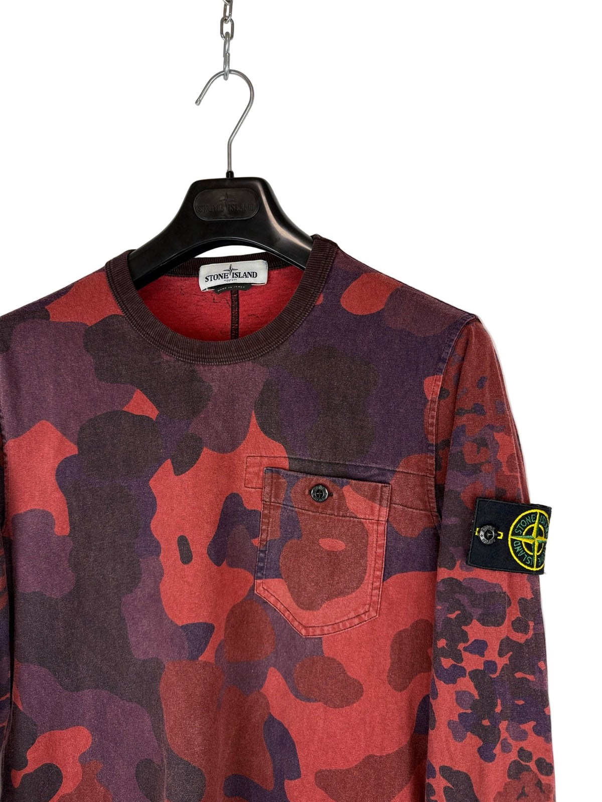 T-shirt a maniche lunghe camo rossa Stone Island - Taglia M