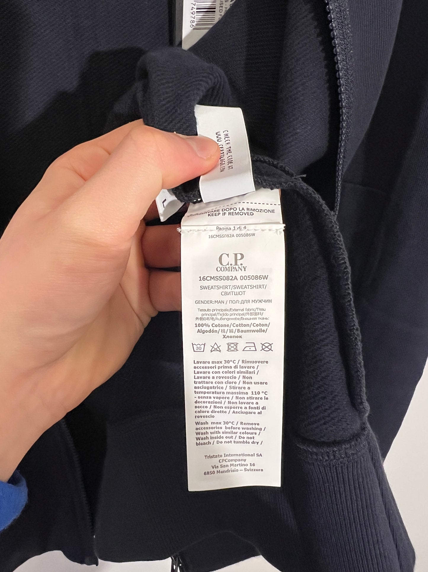 Felpa Goggle blu navy con cappuccio C.P. Company (nuova con cartellino) - Taglia L