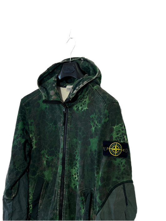 Felpa verde con zip e cappuccio Alligator Camo Stone Island - Taglia M