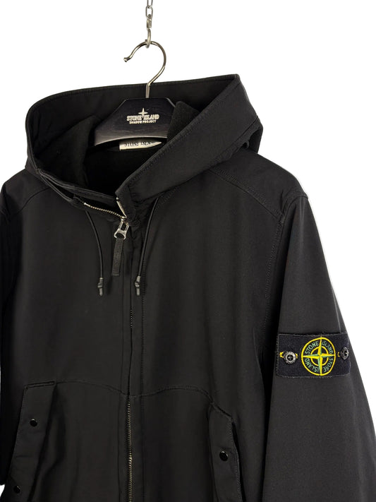 Giacca Soft Shell-R nero con zip e cappuccio Stone Island - Taglia XL