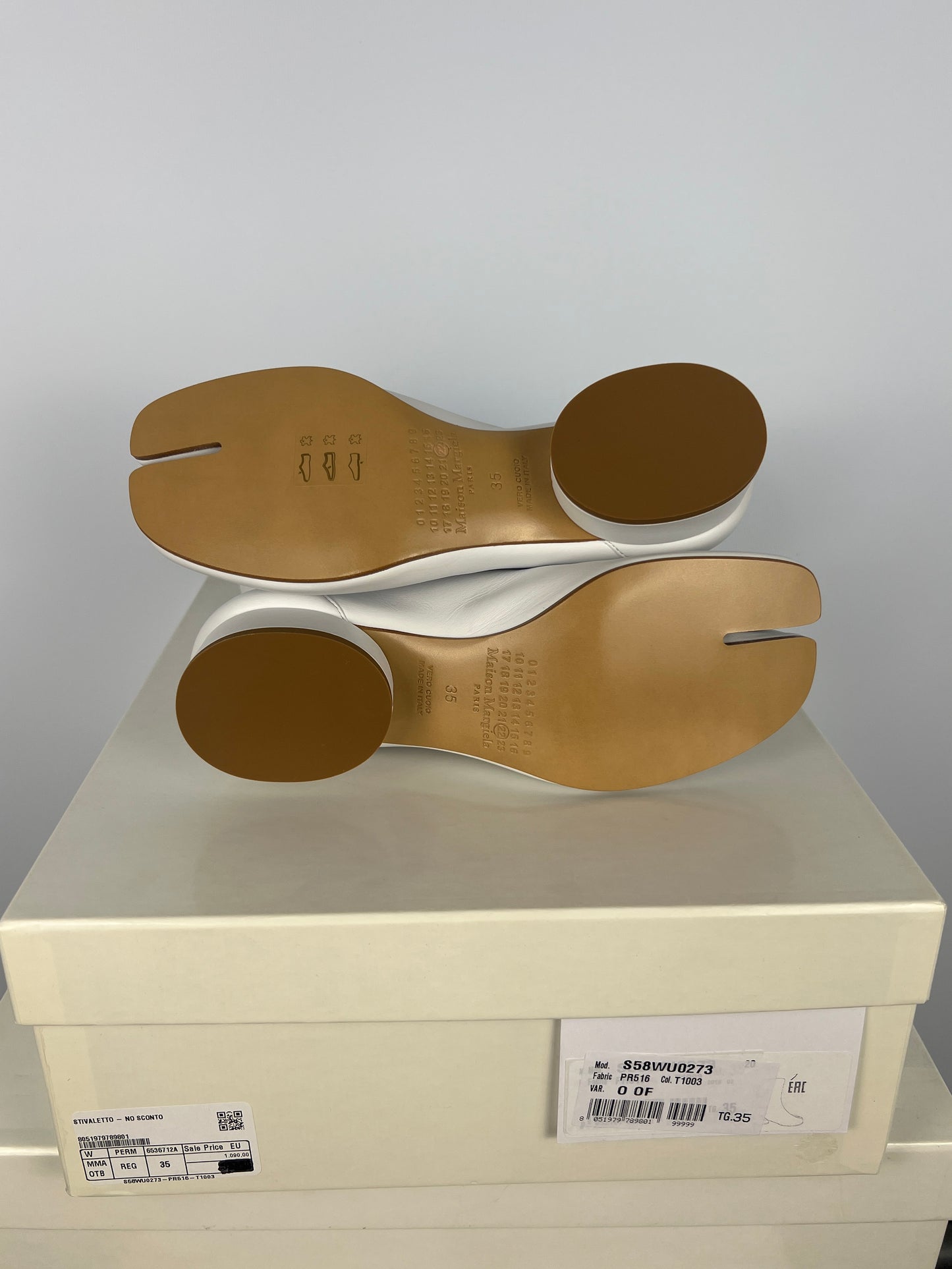 Stivaletti Tabi con tacco bianchi da donna Maison Martin Margiela (nuovi con cartellino) - Numero 35