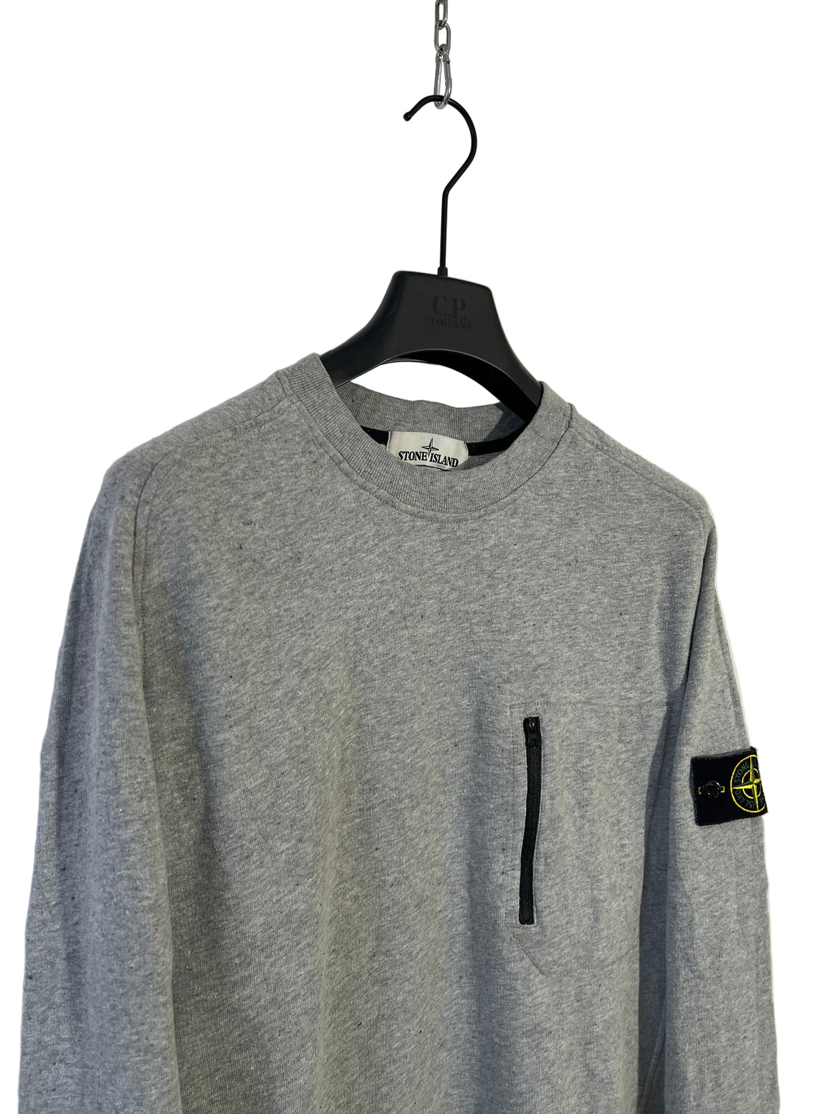 Grey Stone Island sweater with chest pocket - Size L