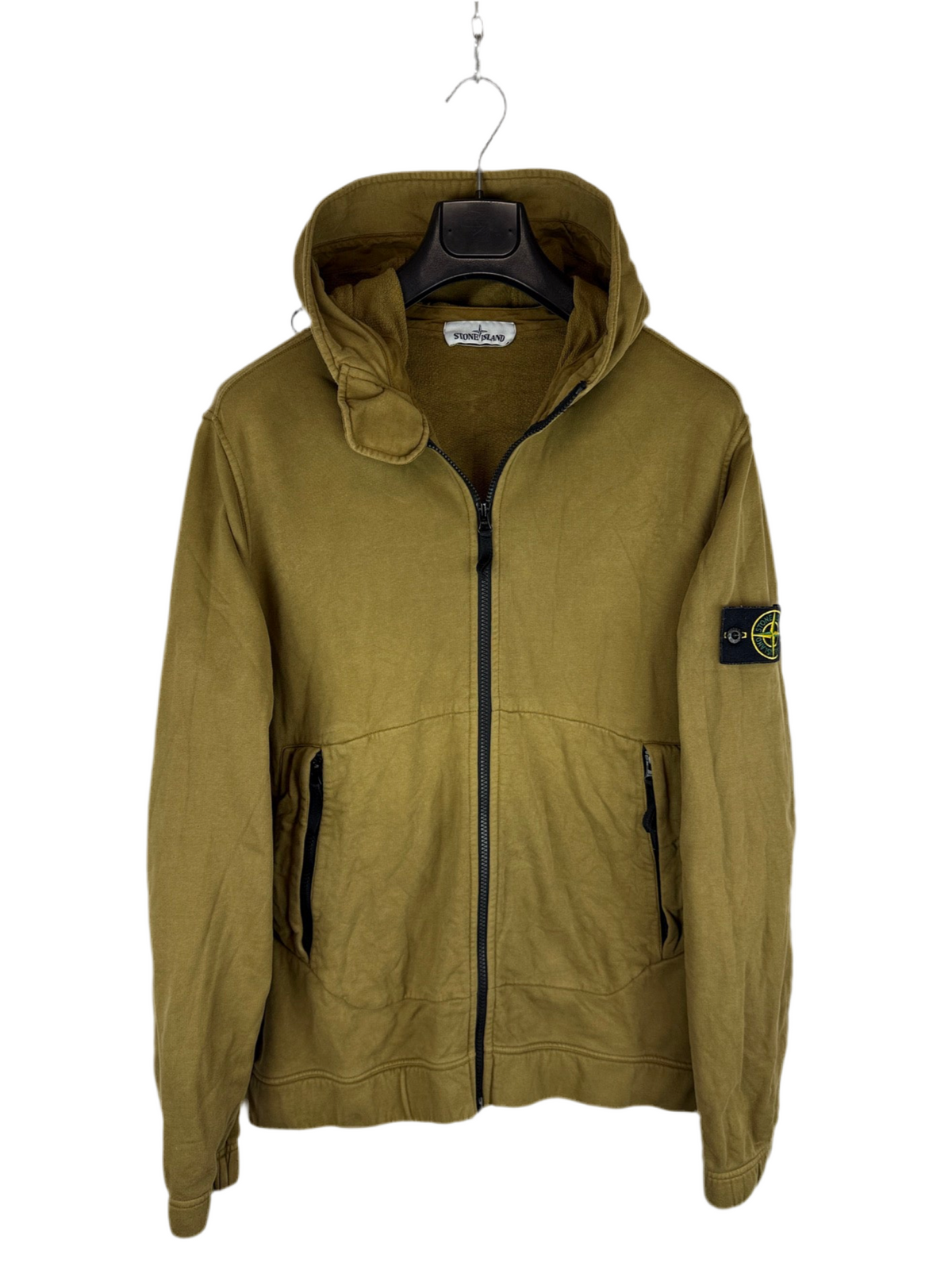 Felpa verde kaki con zip e cappuccio Stone Island - Taglia XL